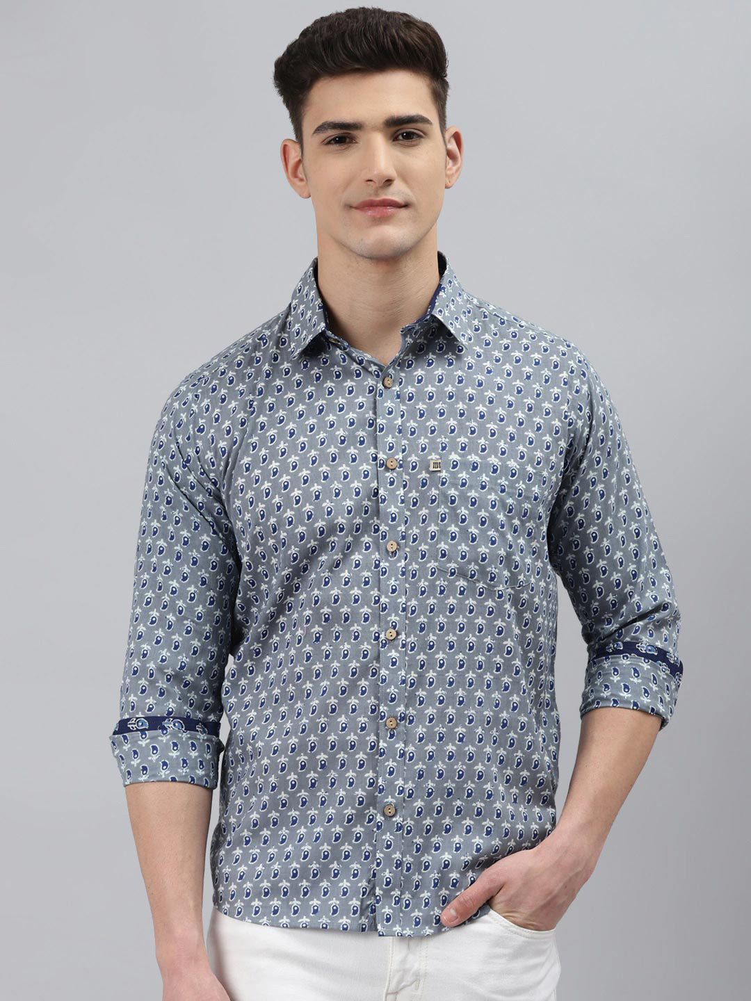 

Readiprint Fashions Men Printed Cotton Casual Shirt, Grey