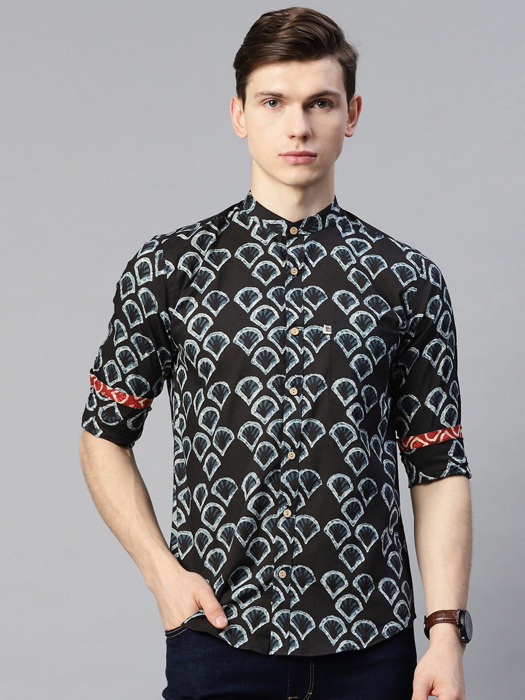 

Readiprint Men Printed Casual Cotton Shirt, Black