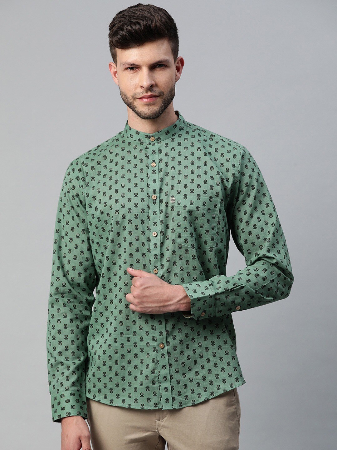 

Readiprint Fashions Floral Printed Cotton Casual Shirt, Sea green