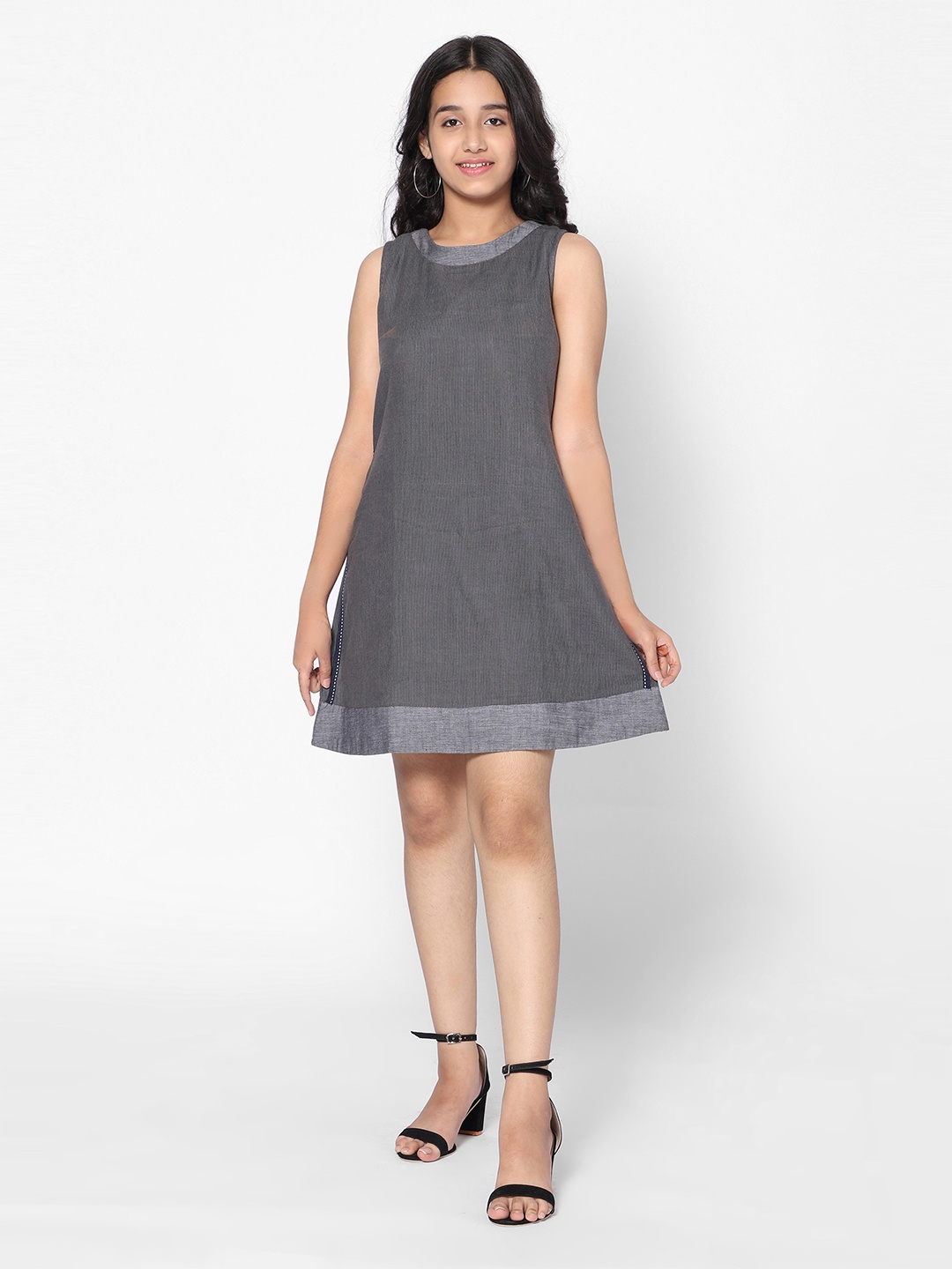 

TeenTrums Girls Cotton A-Line Dress, Grey