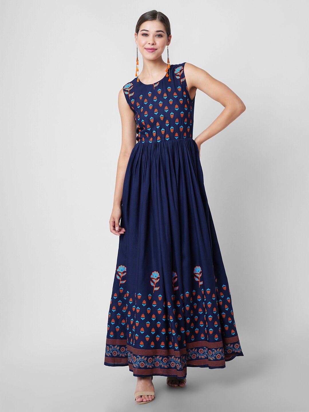 

PURSHOTTAM WALA Ethnic Motifs Maxi Dress, Navy blue