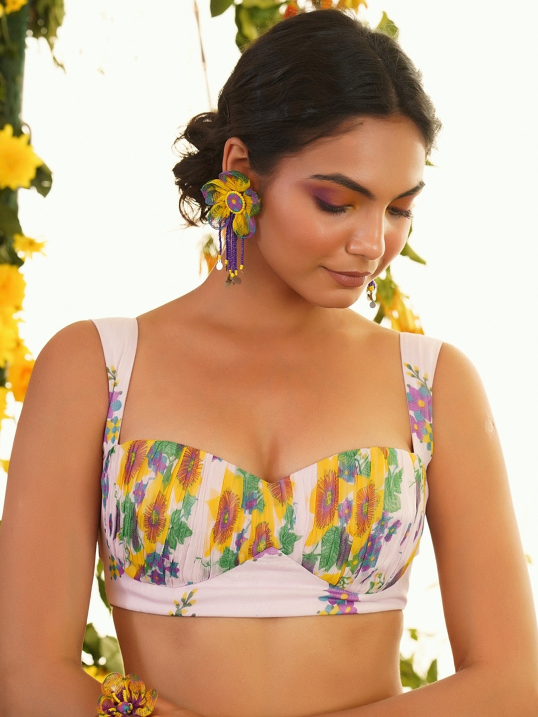 

Baise Gaba Printed Saree Blouse, Lavender