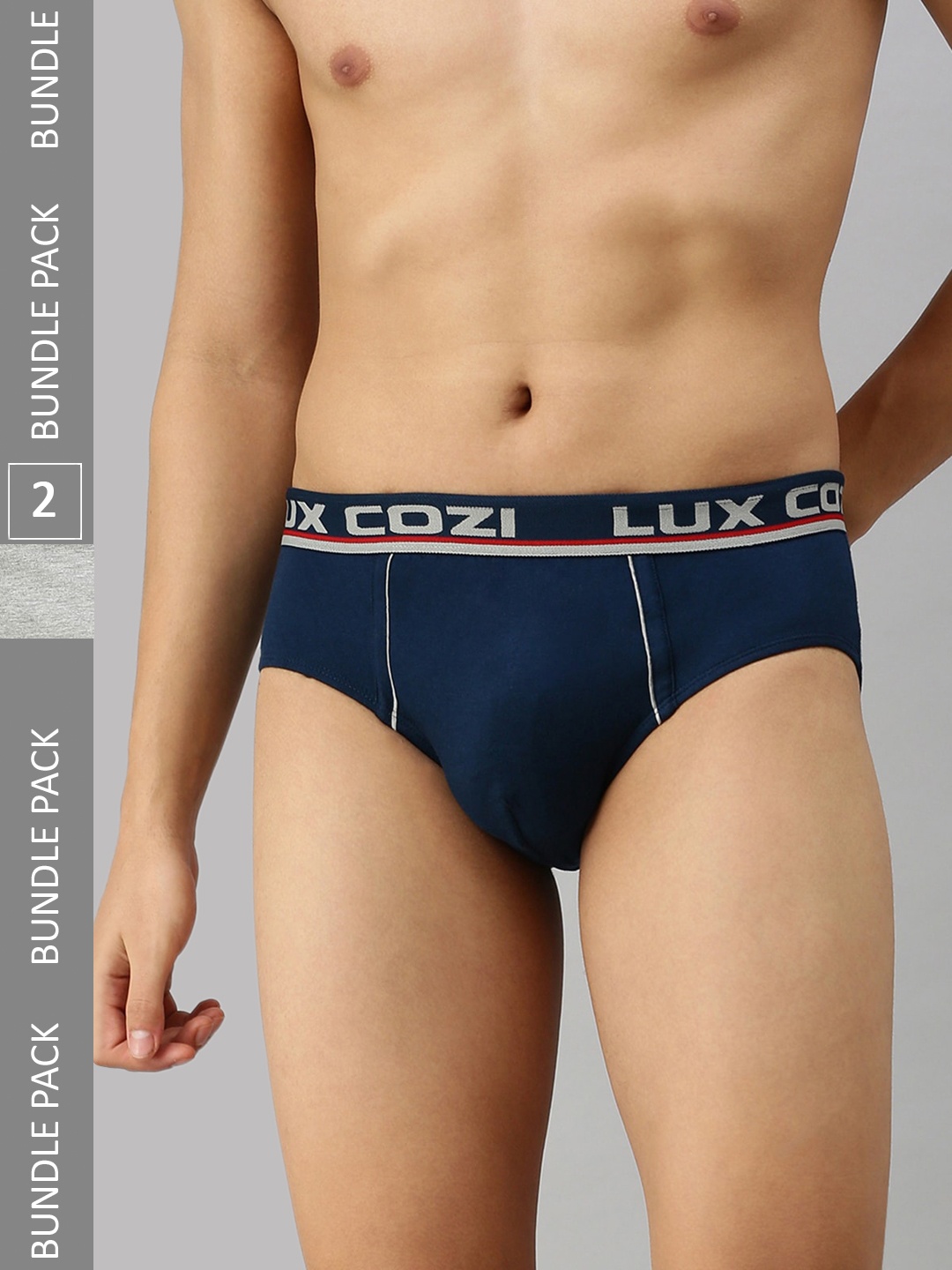 

Lux Cozi Men Pack Of 2 Anti-Odour Basic Briefs, Grey melange