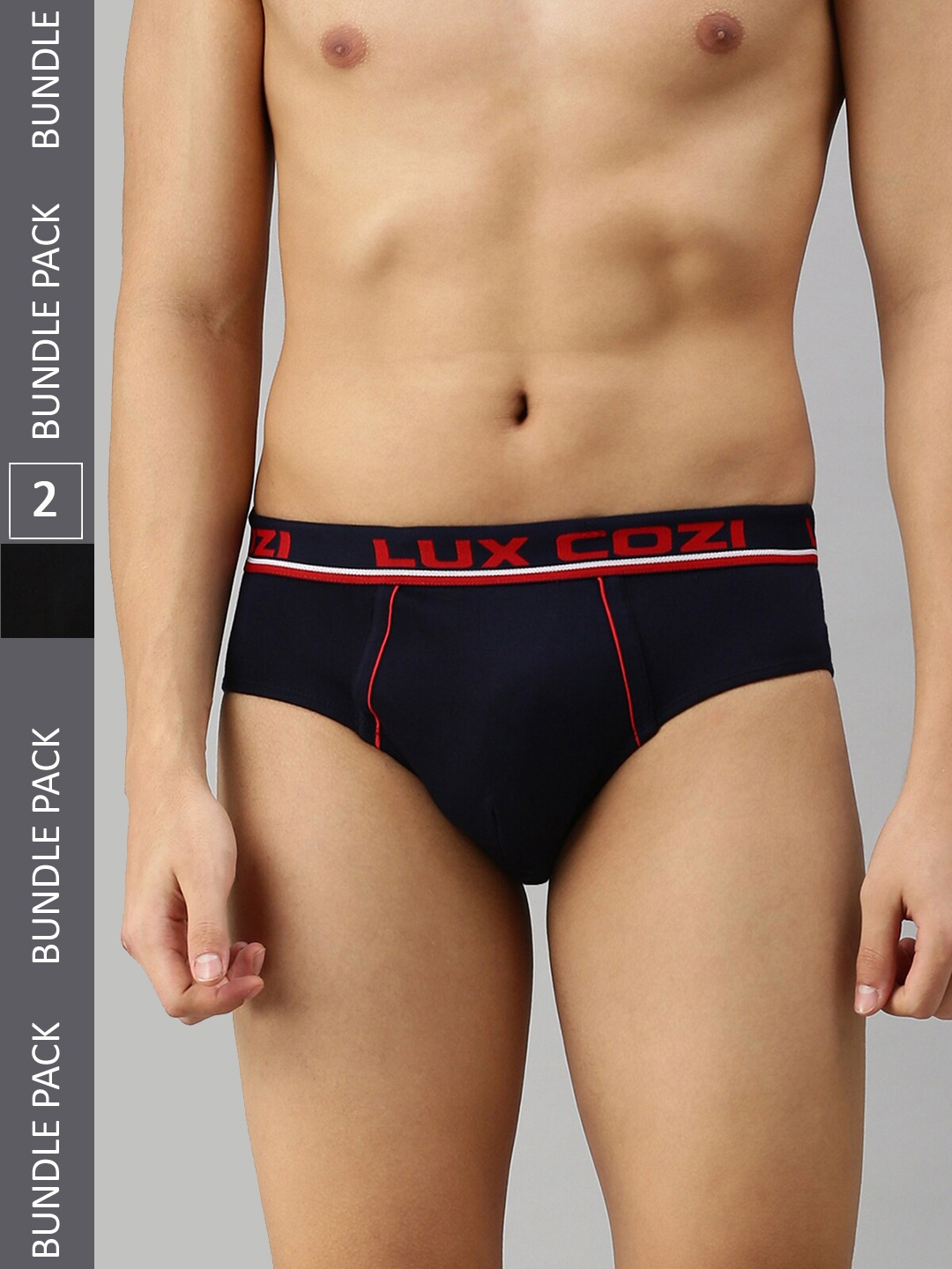 

Lux Cozi Men Pack Of 2 Anti-Odour Basic Briefs COZI_BIGSHOT_BRF_BLK_NB_2PC, Black