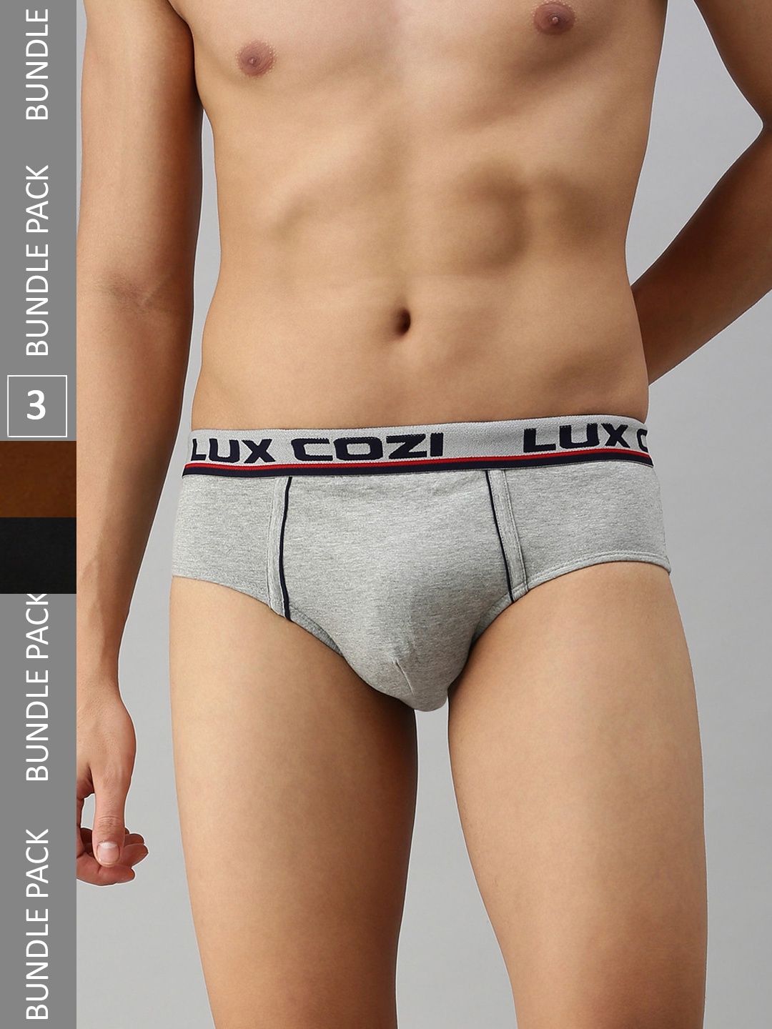 

Lux Cozi Men Pack of 2 Anti-oduor Basic Briefs, Grey melange