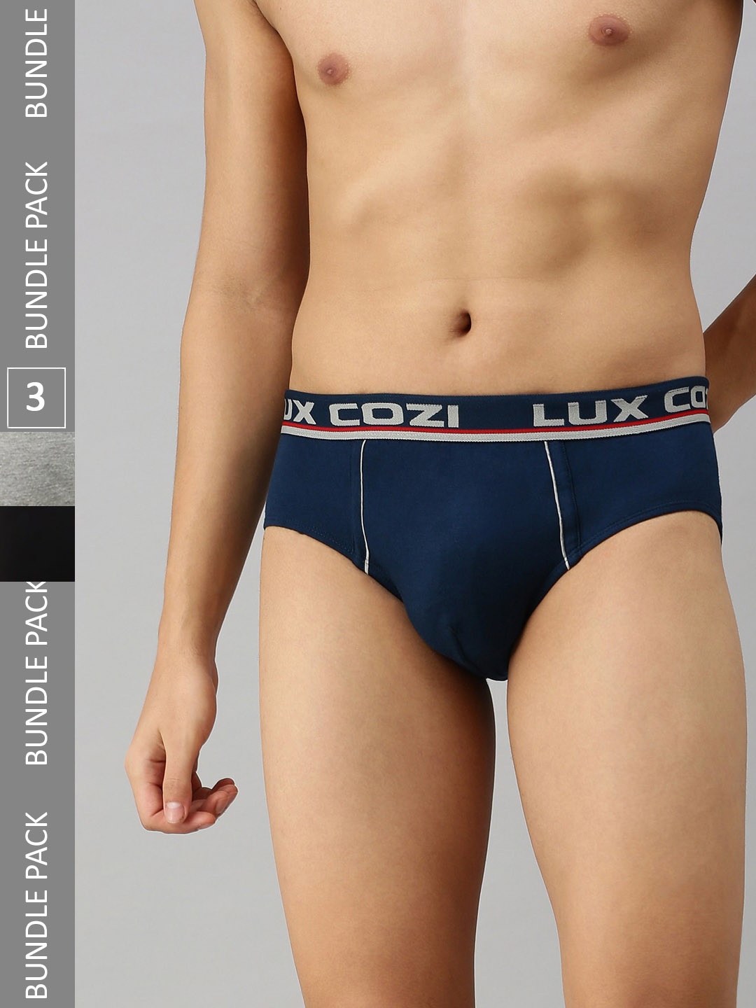 

Lux Cozi Men Pack Of 3 Anti-Odour Basic Briefs, Black