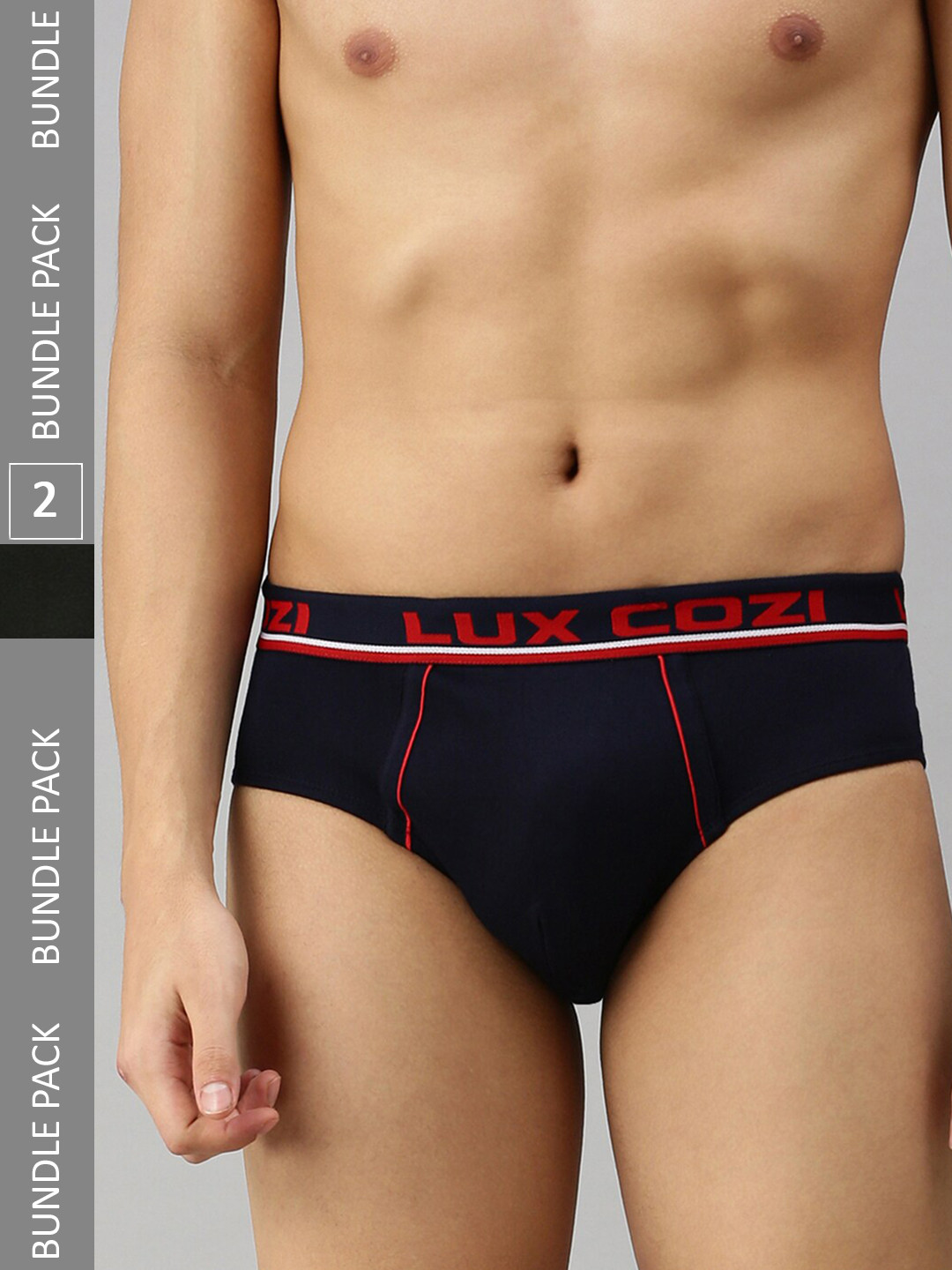 

Lux Cozi Men Pack Of 2 Mid-Rise Anti-Odour Basic Briefs- COZI_BIGSHOT_BRF_DG_NB_2PC, Navy blue