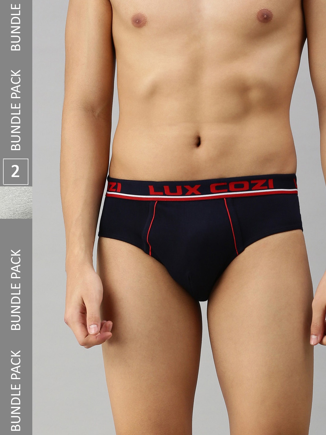 

Lux Cozi Men Pack of 2 Basic Briefs, Grey melange