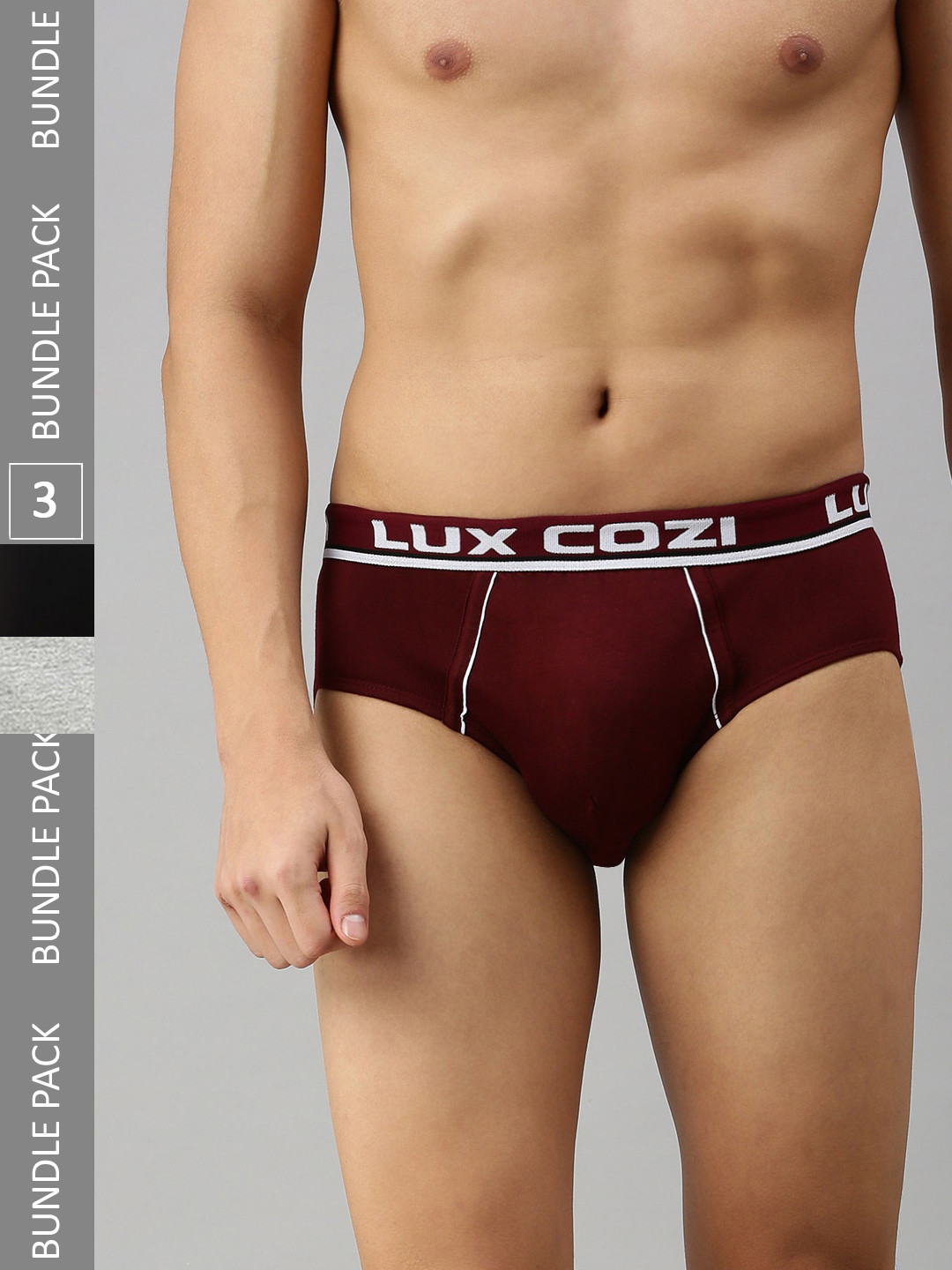 

Lux Cozi Men Plus Size Pack Of 3 Anti-Odour Basic Briefs COZI_BIGSHOT_BRF_BLK_MRN_2PC, Black