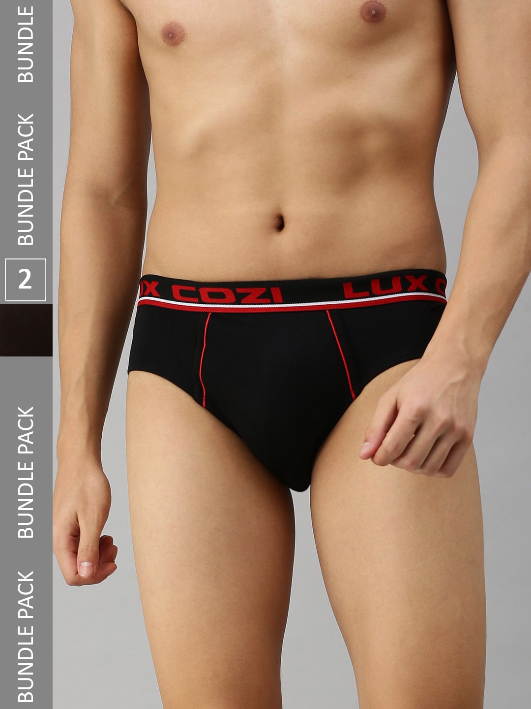 

Lux Cozi Men Pack Of 2 Mid-Rise Anti-Odour Basic Briefs- COZI_BIGSHOT_BRF_BRN_DG_2PC, Black