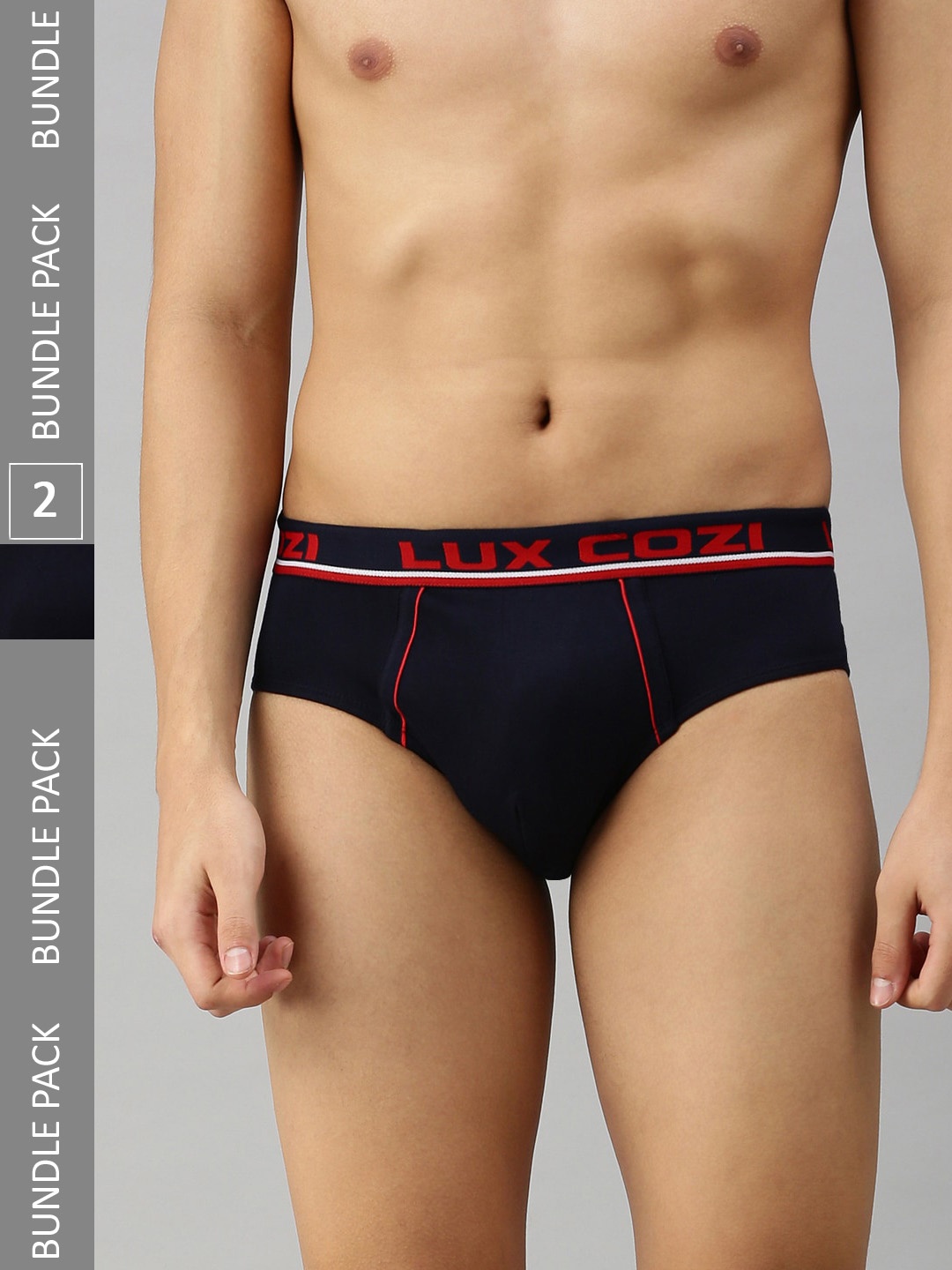 

Lux Cozi Men Pack of 2 Basic Briefs, Navy blue