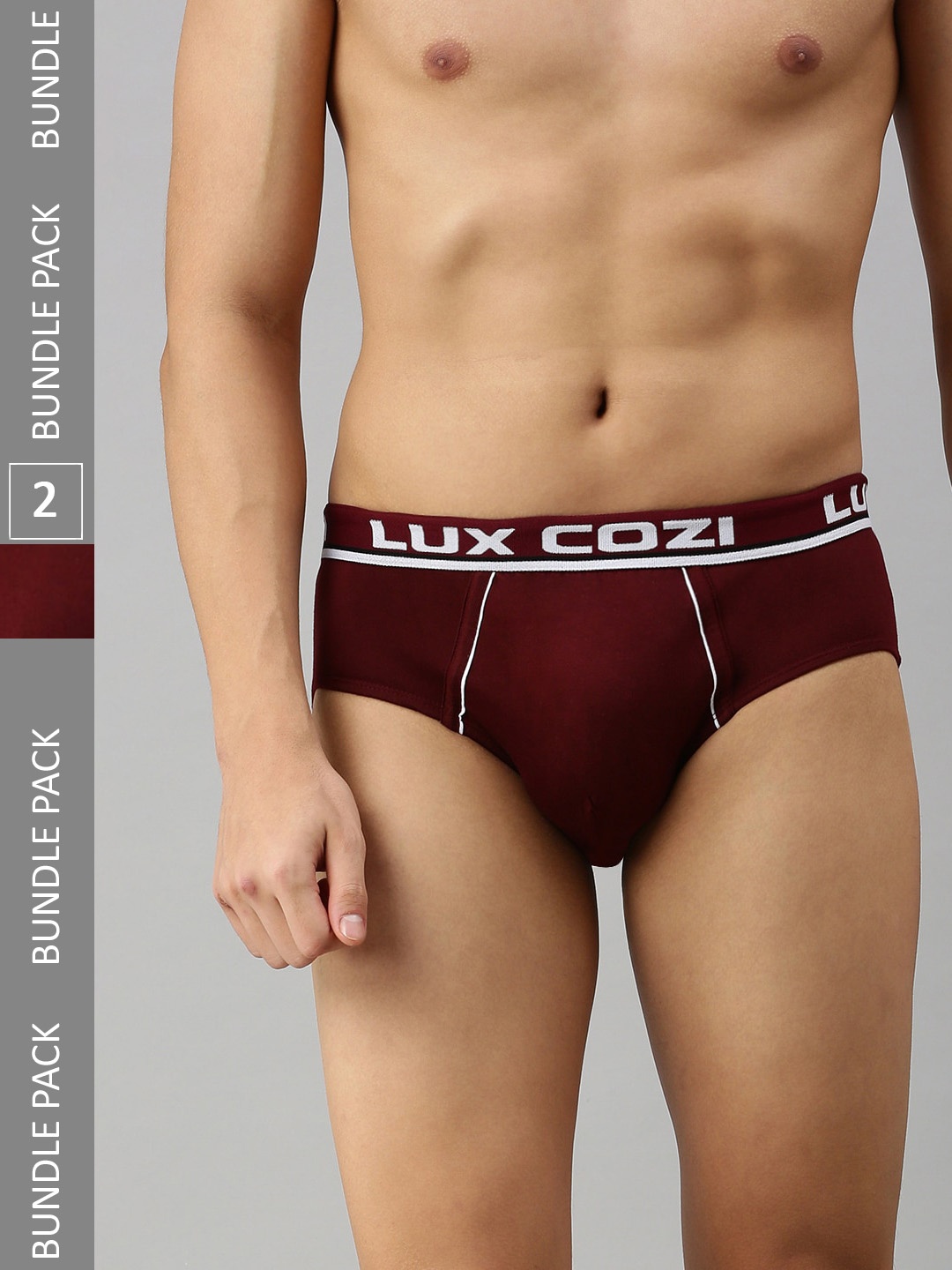 

Lux Cozi Men Pack Of 2 Mid-Rise Anti-Odour Basic Briefs- COZI_BIGSHOT_BRF_MRN_2PC, Maroon
