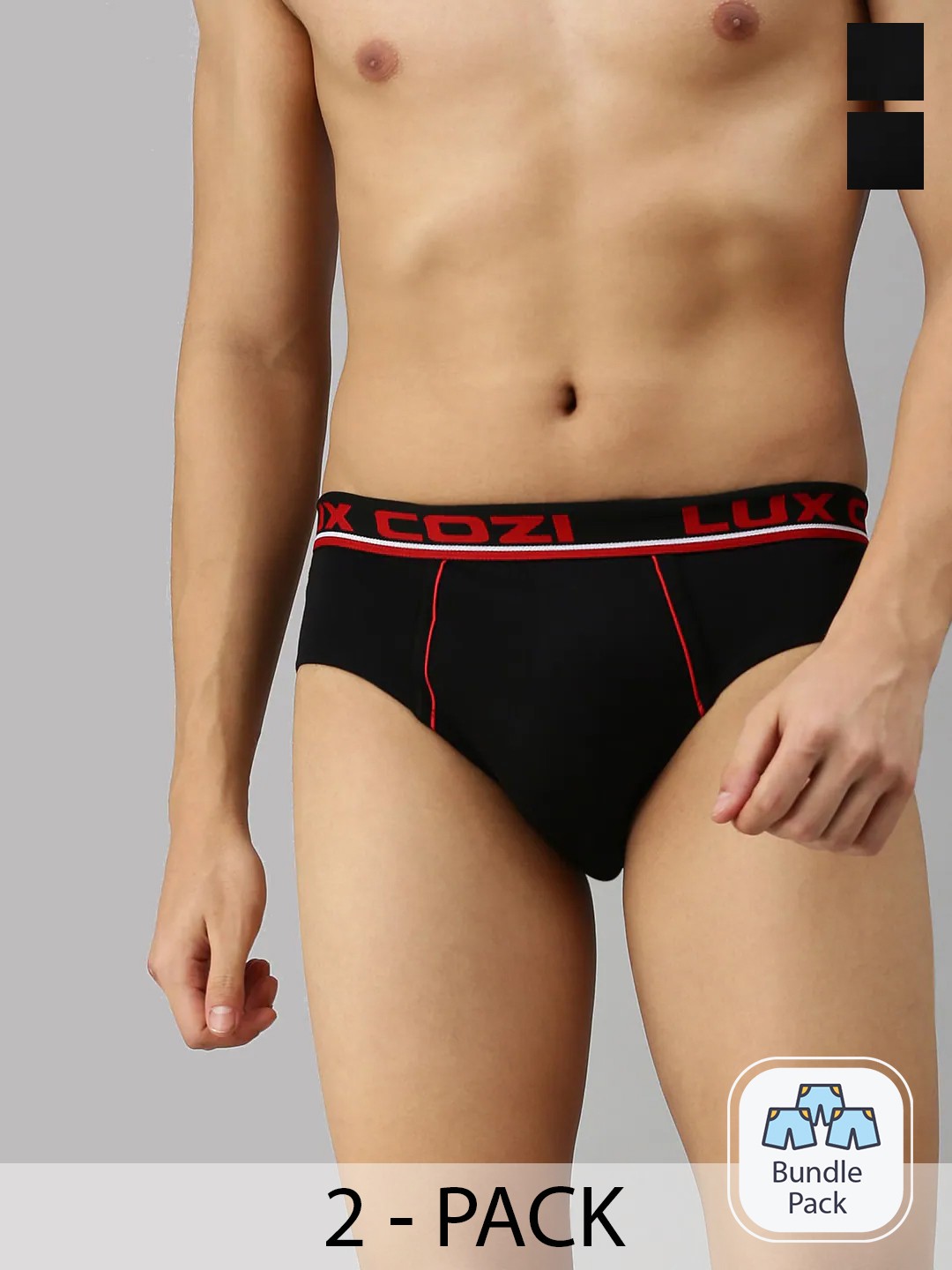 

Lux Cozi Pack Of 2 Pure Cotton Mid-Rise Basic Briefs, Black