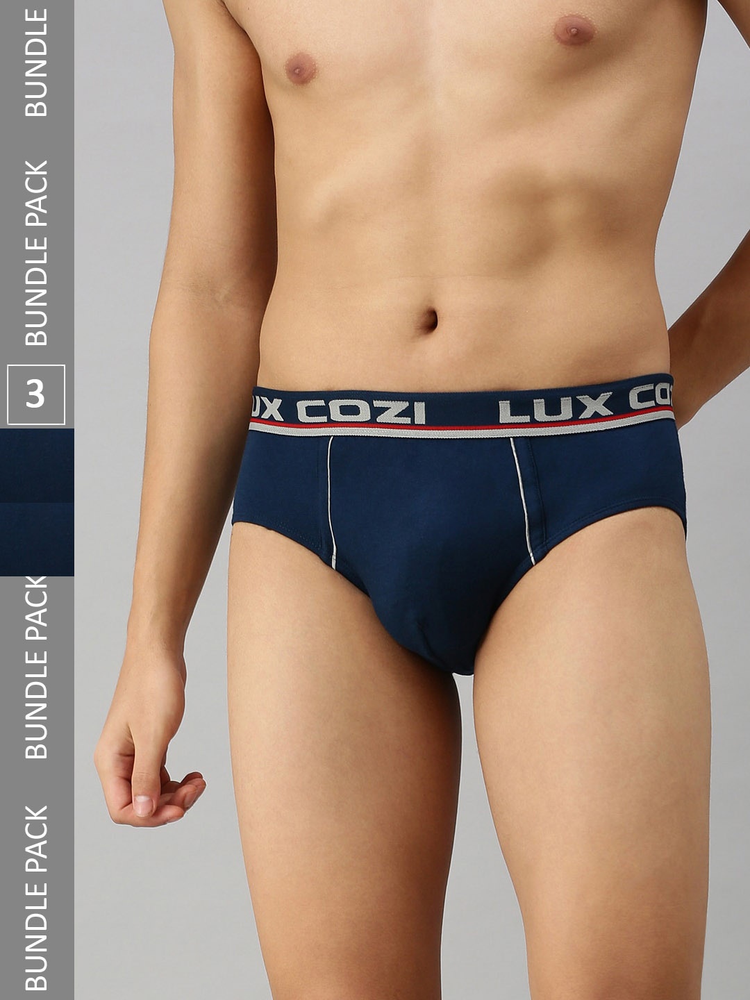 

Lux Cozi Men Pack Of 3 Mid-Rise Anti Odour Briefs COZI_BIGSHOT_BRF_MBU_3PC, Blue