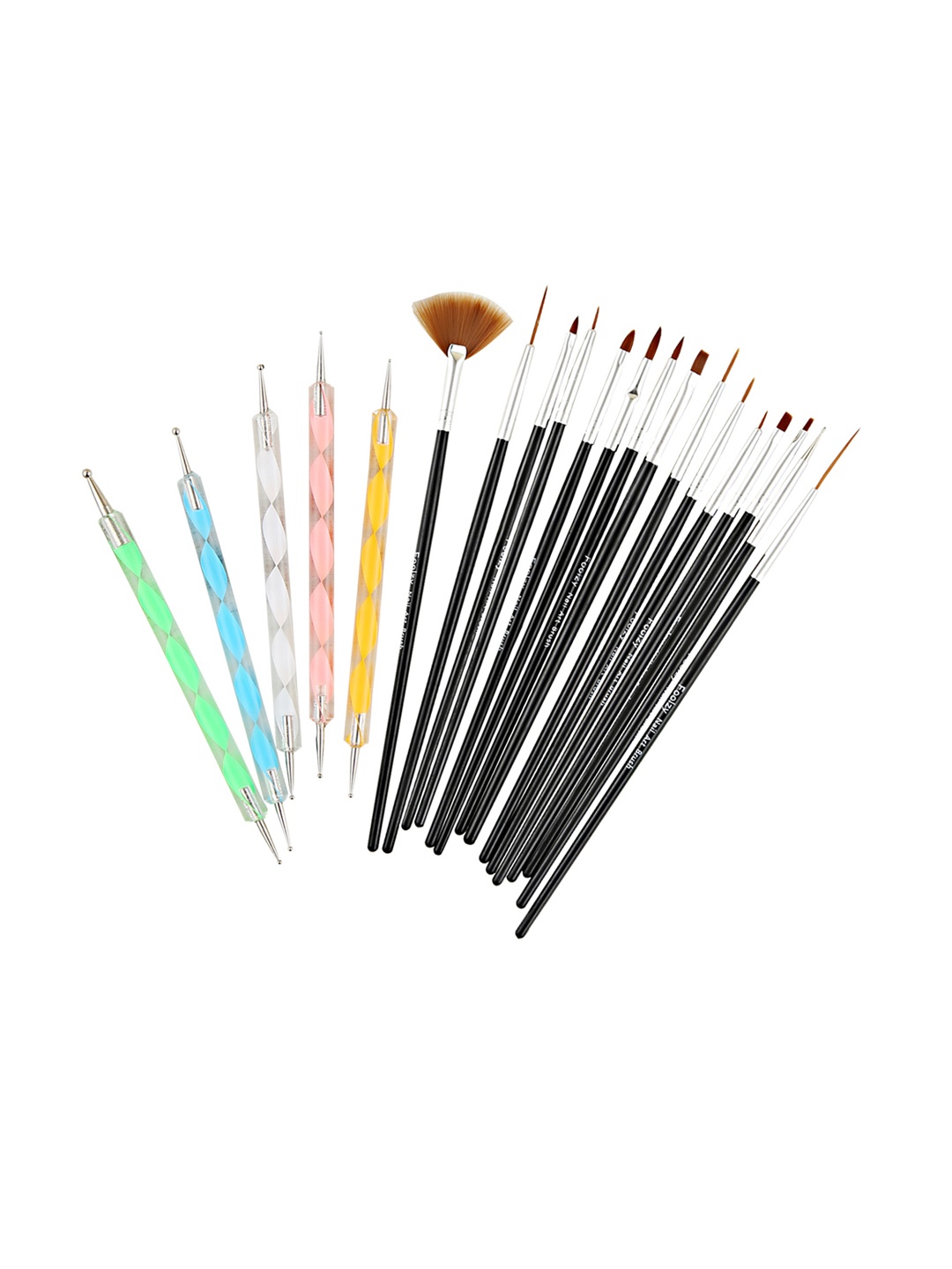 

Foolzy Set of 20 Nail Art Kit, Black