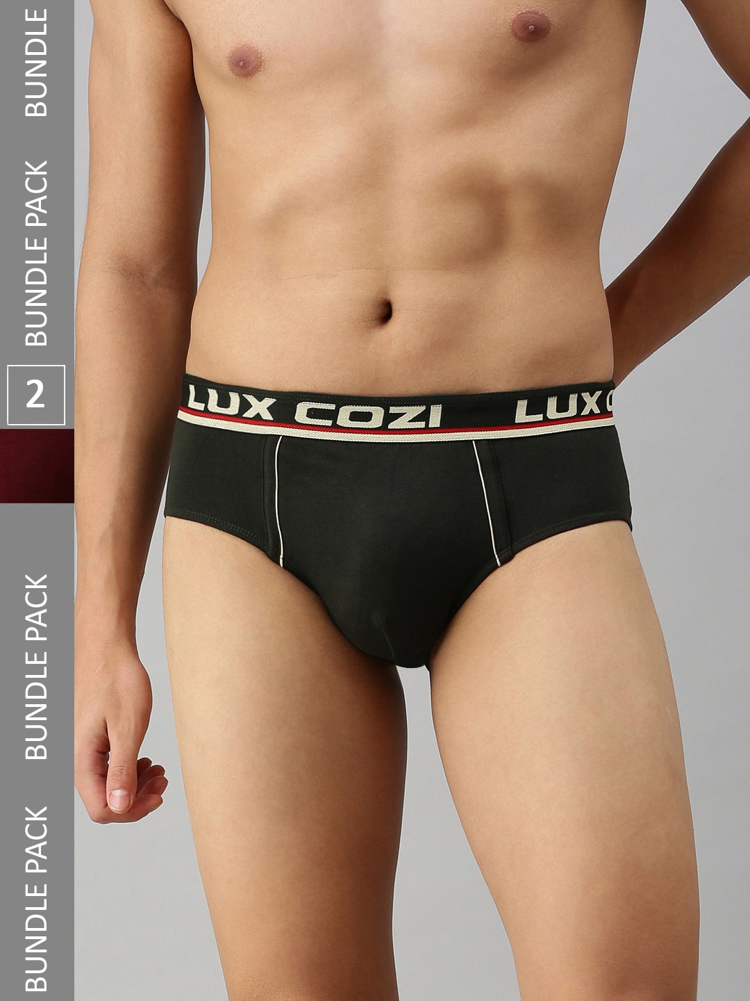 

Lux Cozi Men Pack Of 2 Anti-Odour Basic Briefs, Green