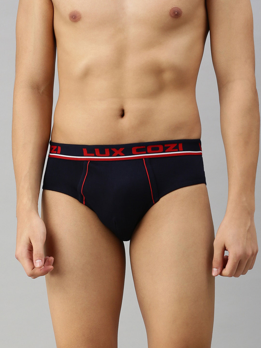 

Lux Cozi Men Pack Of 3 Mid-Rise Anti Odour Basic Briefs COZI_BIGSHOT_BRF_NB_3PC, Navy blue