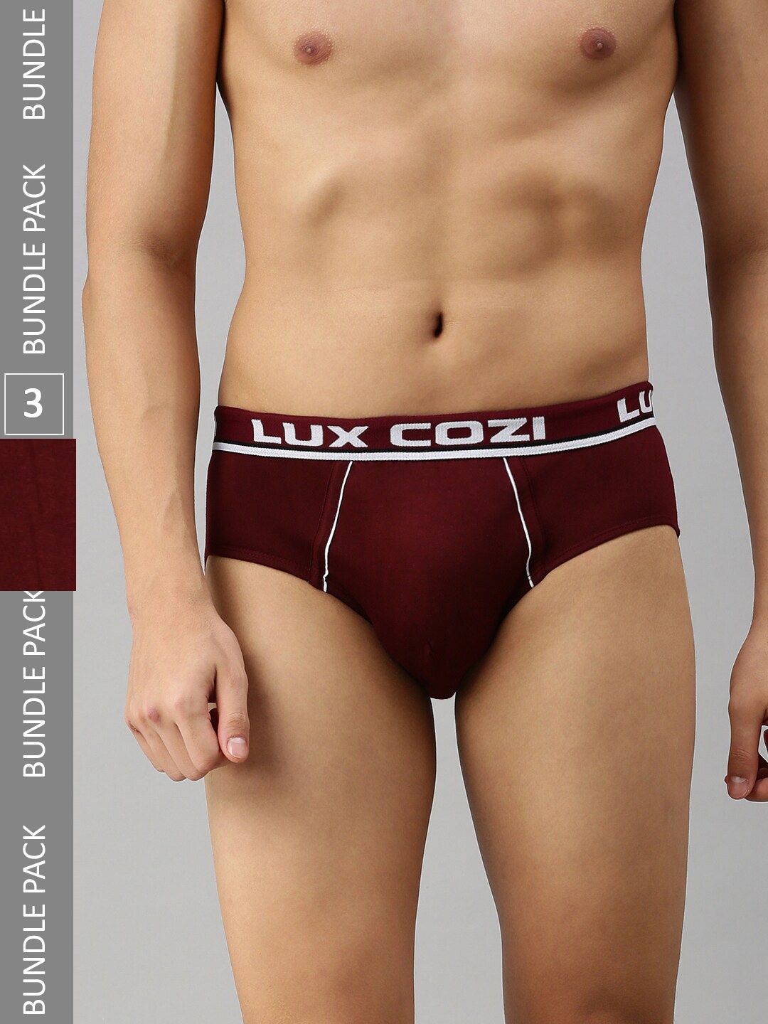 

Lux Cozi Men Pack of 3 Basic Briefs, Maroon