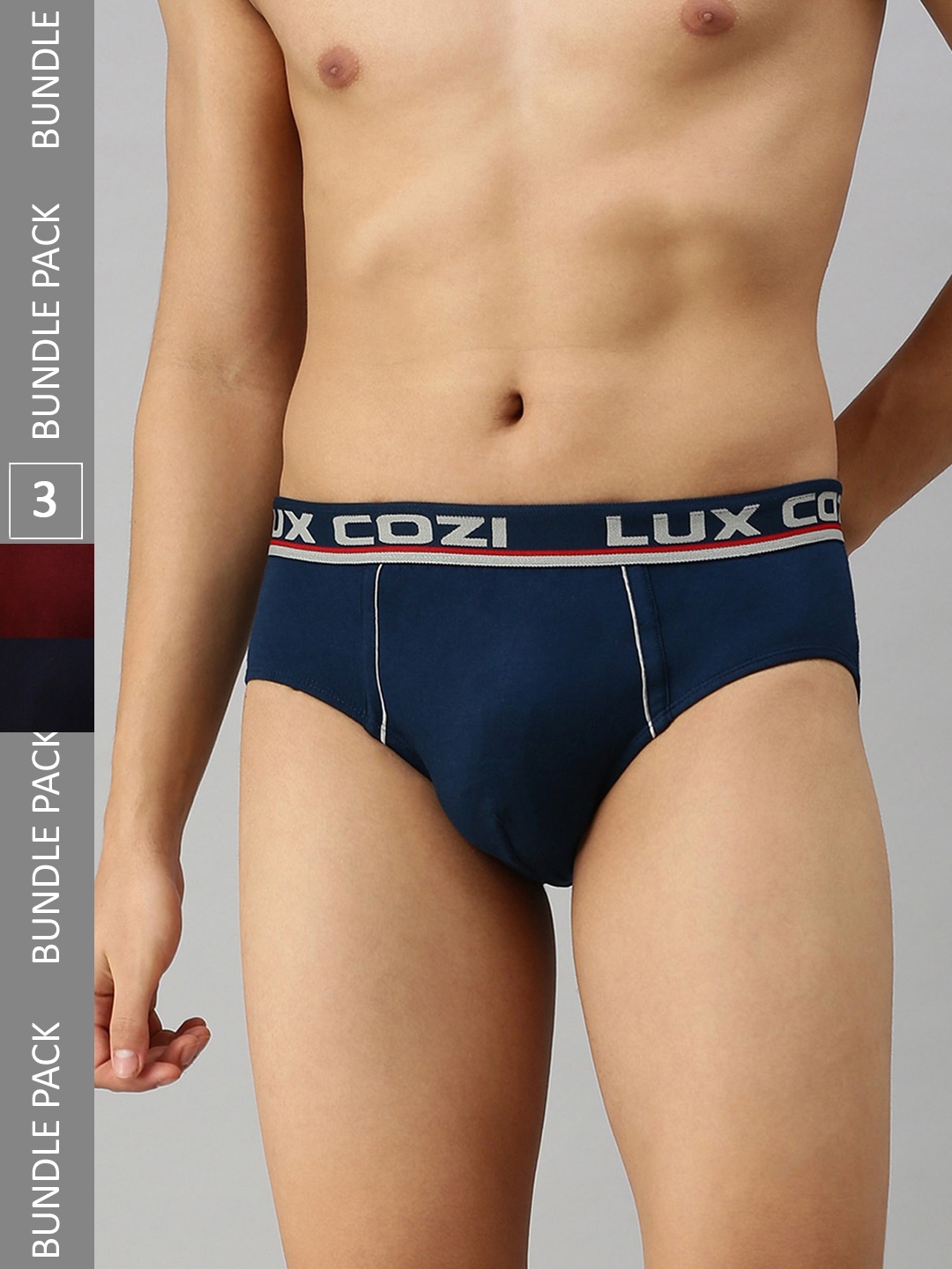 

Lux Cozi Men Pack Of 3 Anti-Odour Basic Briefs COZI_BIGSHOT_BRF_MRN_MBU_2PC, Maroon