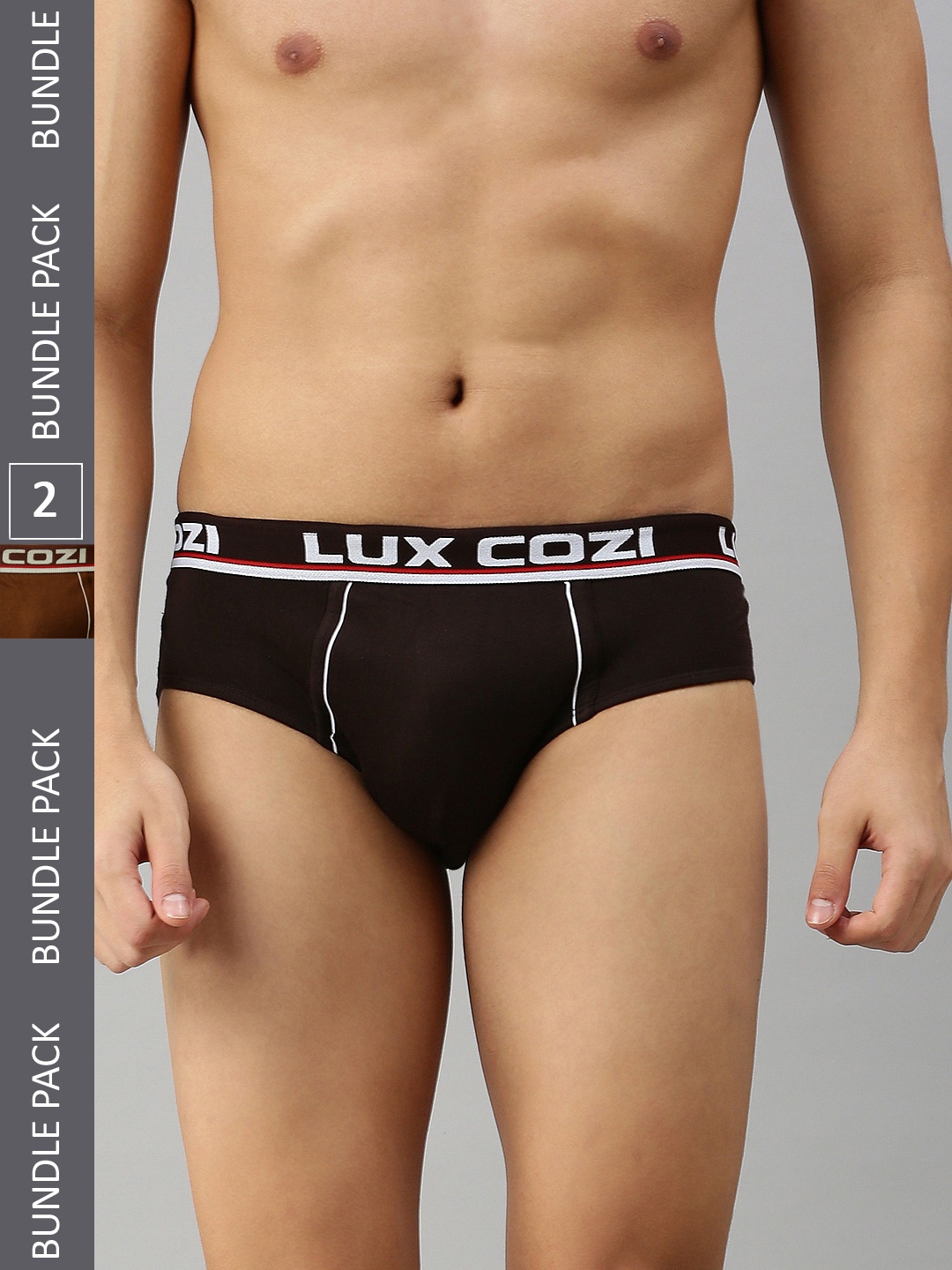 

Lux Cozi Men Pack Of 2 Basic Briefs, Brown