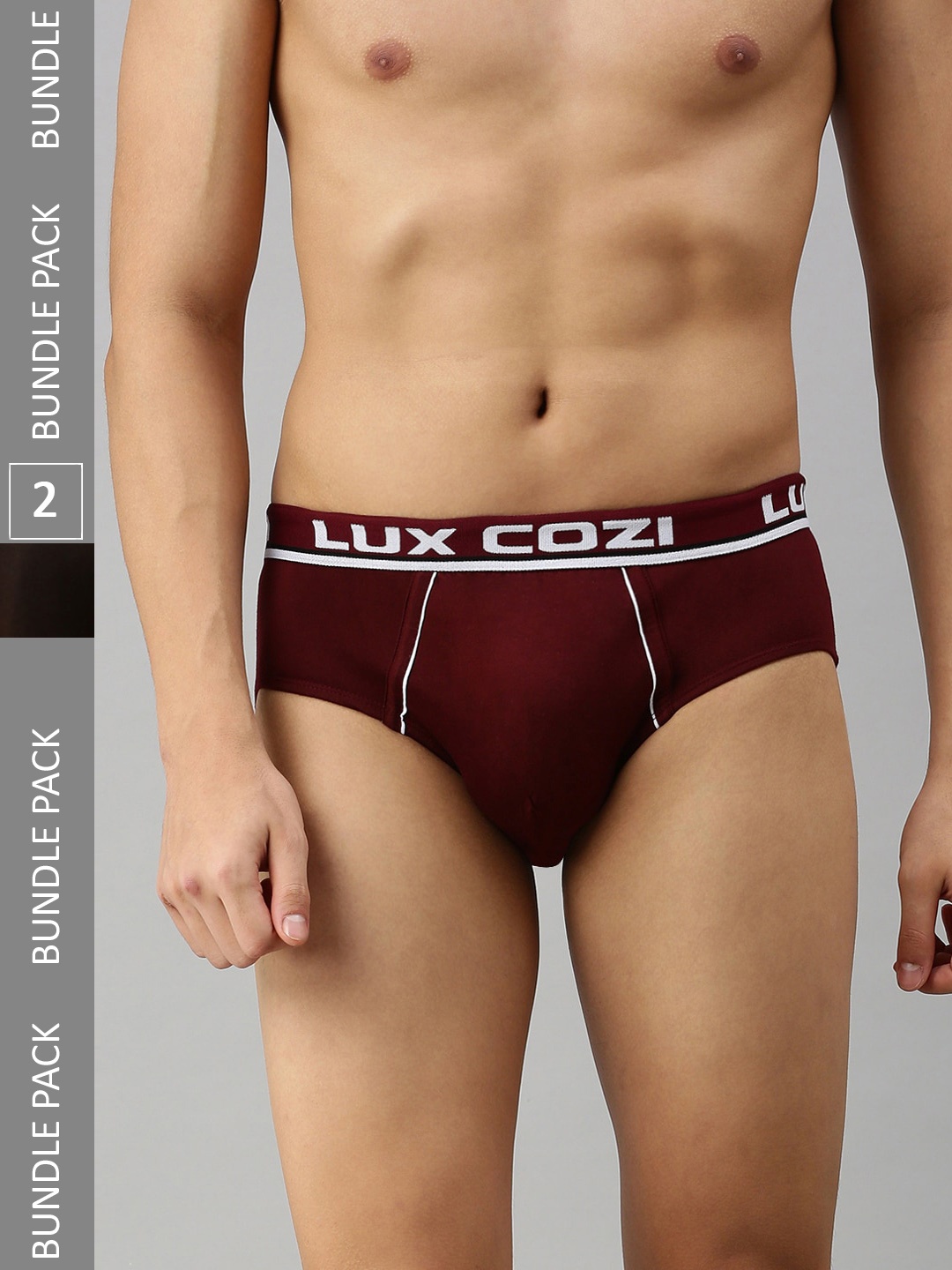 

Lux Cozi Men Pack Of 2 Anti-Odour Basic Briefs COZI_BIGSHOT_BRF_BRN_MRN_2PC, Brown