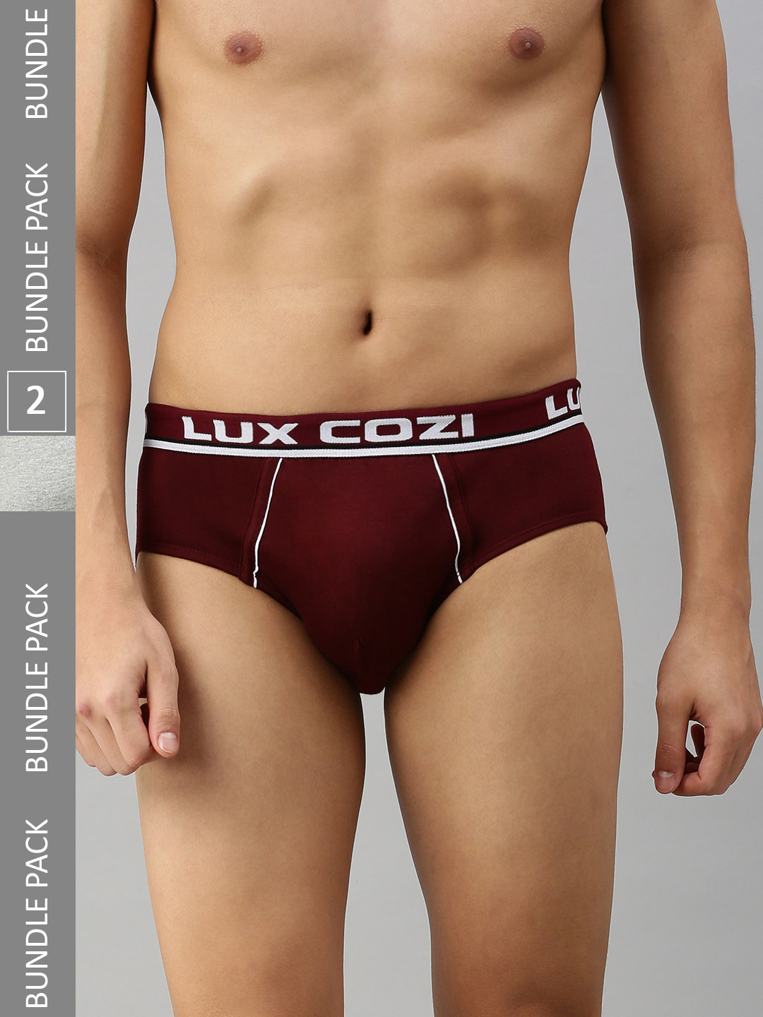

Lux Cozi Men Plus Size Pack Of 2 Anti-Odour Basic Briefs COZI_BIGSHOT_BRF_GM_MRN_2PC, Grey melange