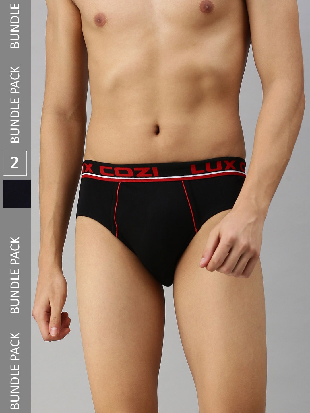 

Lux Cozi Men Pack Of 2 Anti-Odour Basic Briefs, Black
