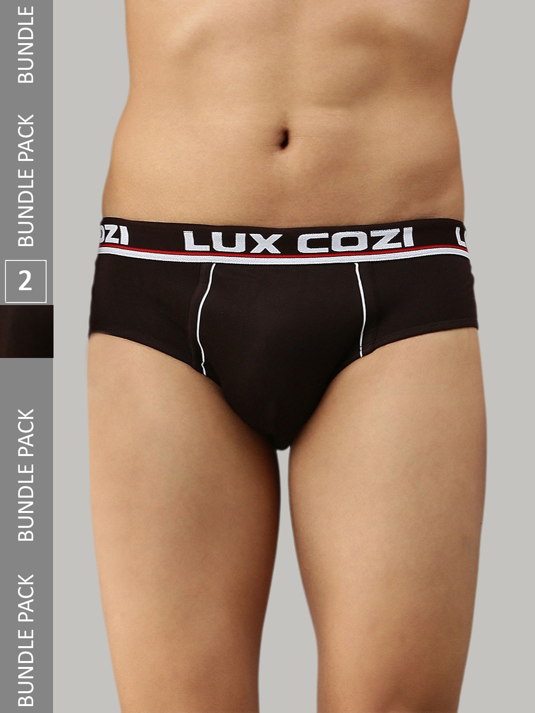 

Lux Cozi Men Pack of 2 Basic Briefs, Brown