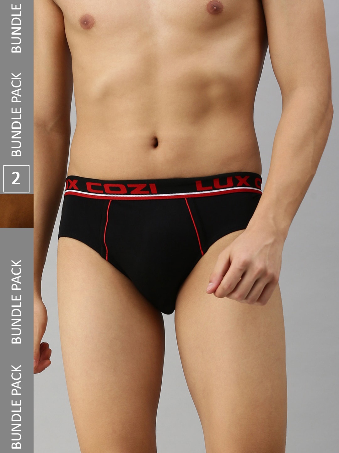 

Lux Cozi Men Pack Of 2 Anti-Odour Basic Briefs, Black