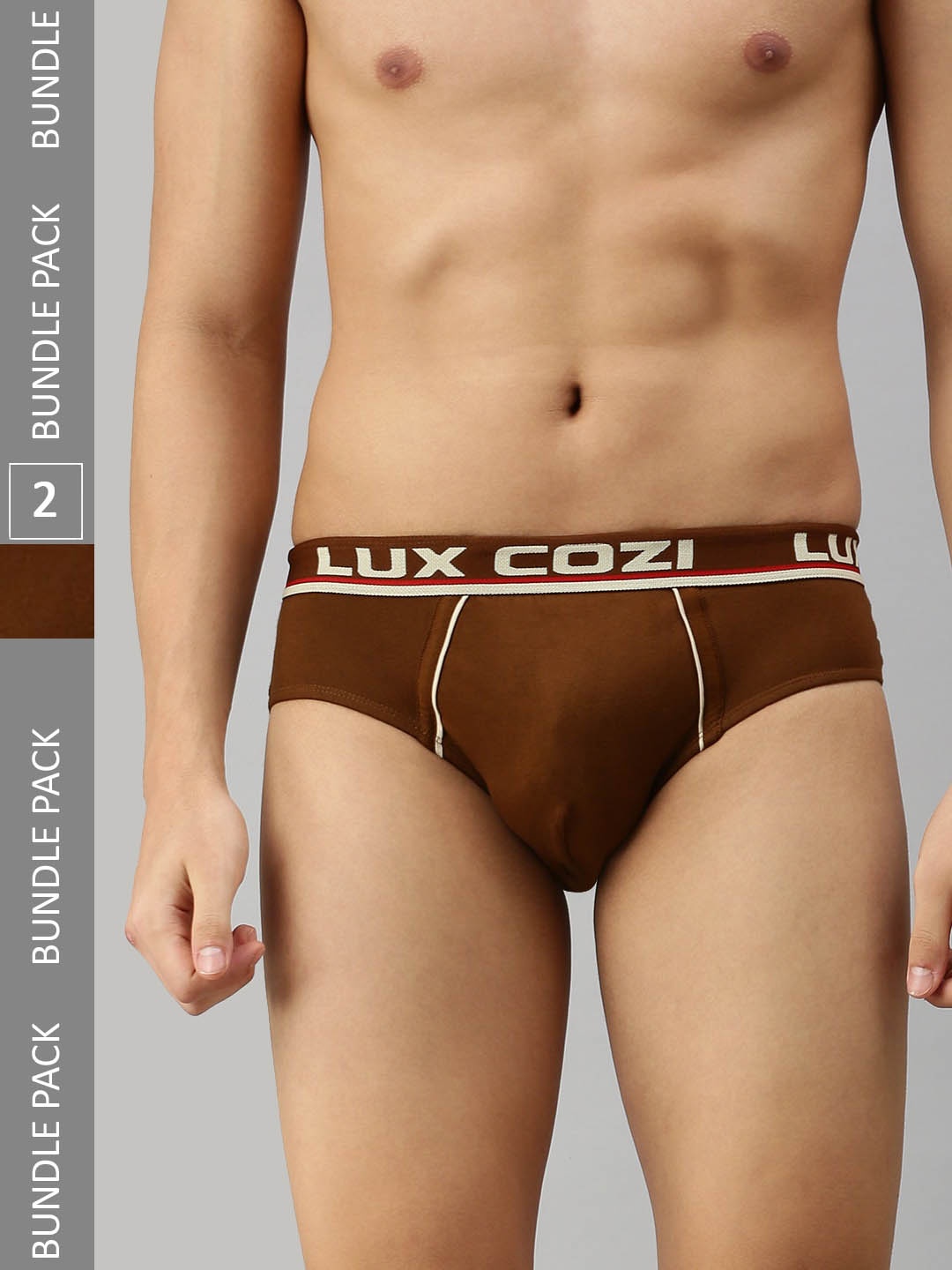 

Lux Cozi Men Pack Of 2 Basic Briefs, Brown