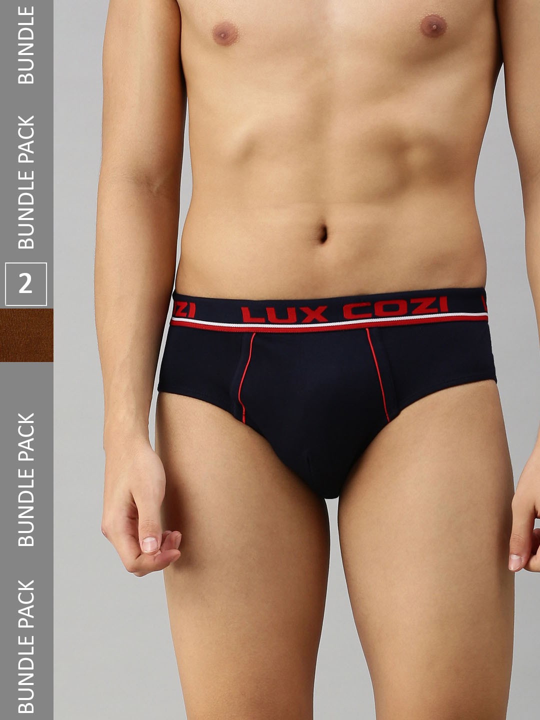 

Lux Cozi Men Pack Of 2 Mid-Rise Anti-Odour Basic Briefs- COZI_BIGSHOT_BRF_MST_NB_2PC, Navy blue