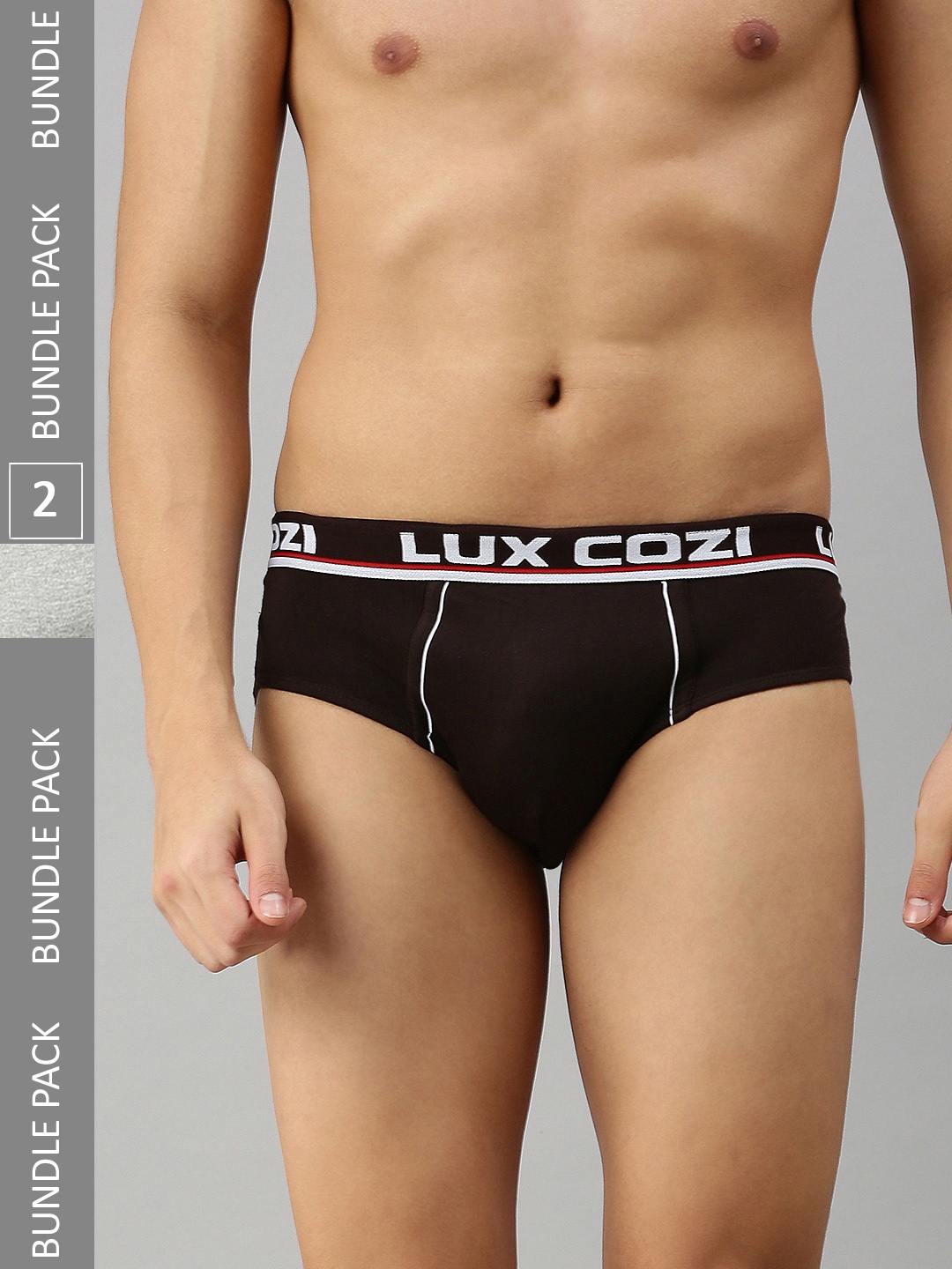 

Lux Cozi Men Pack of 2 Mid Rise Basic Briefs, Brown