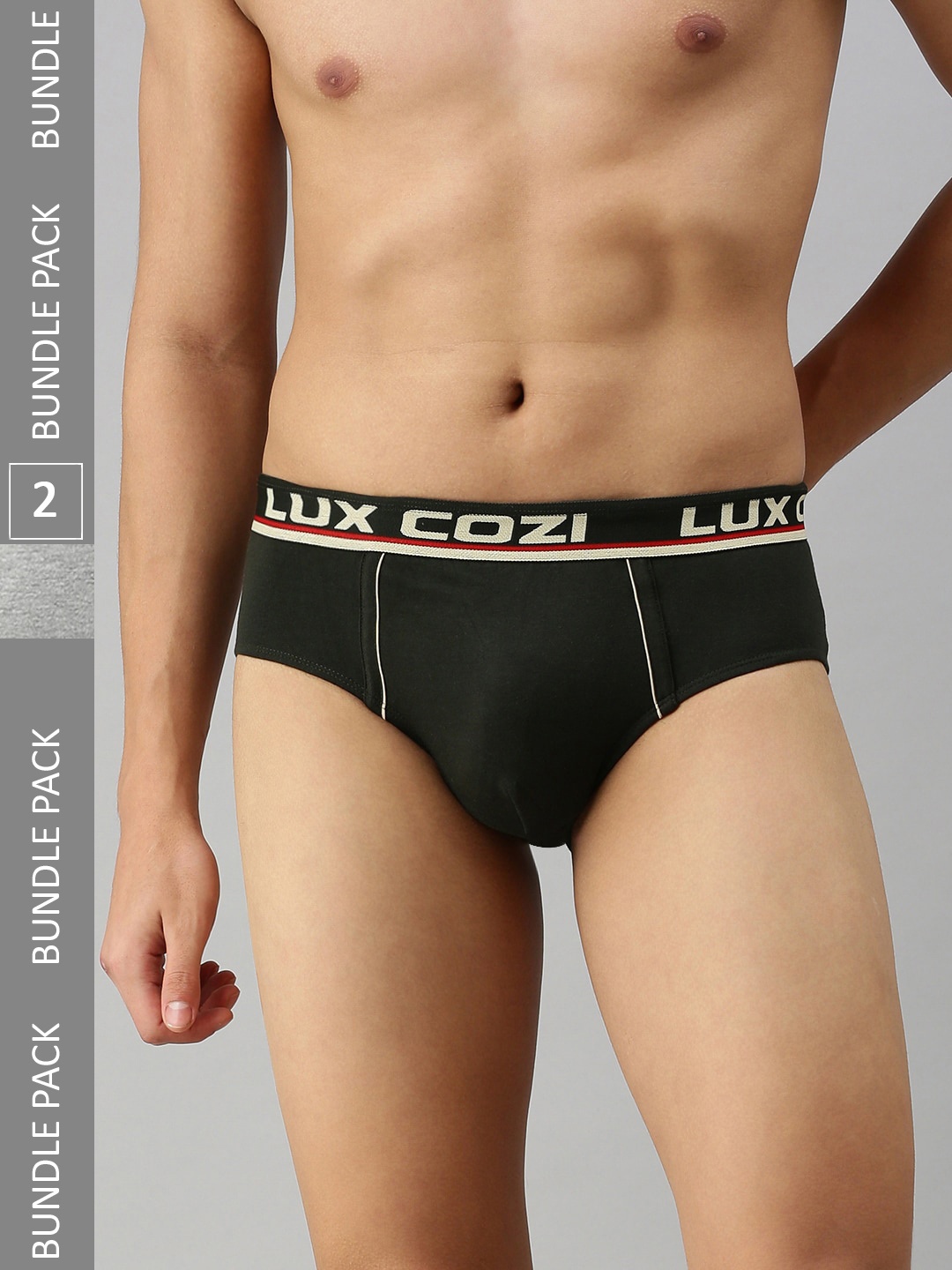 

Lux Cozi BIGSHOT Men Pack of 2 Self-Design Anti-Bacterial Basic Briefs, Grey