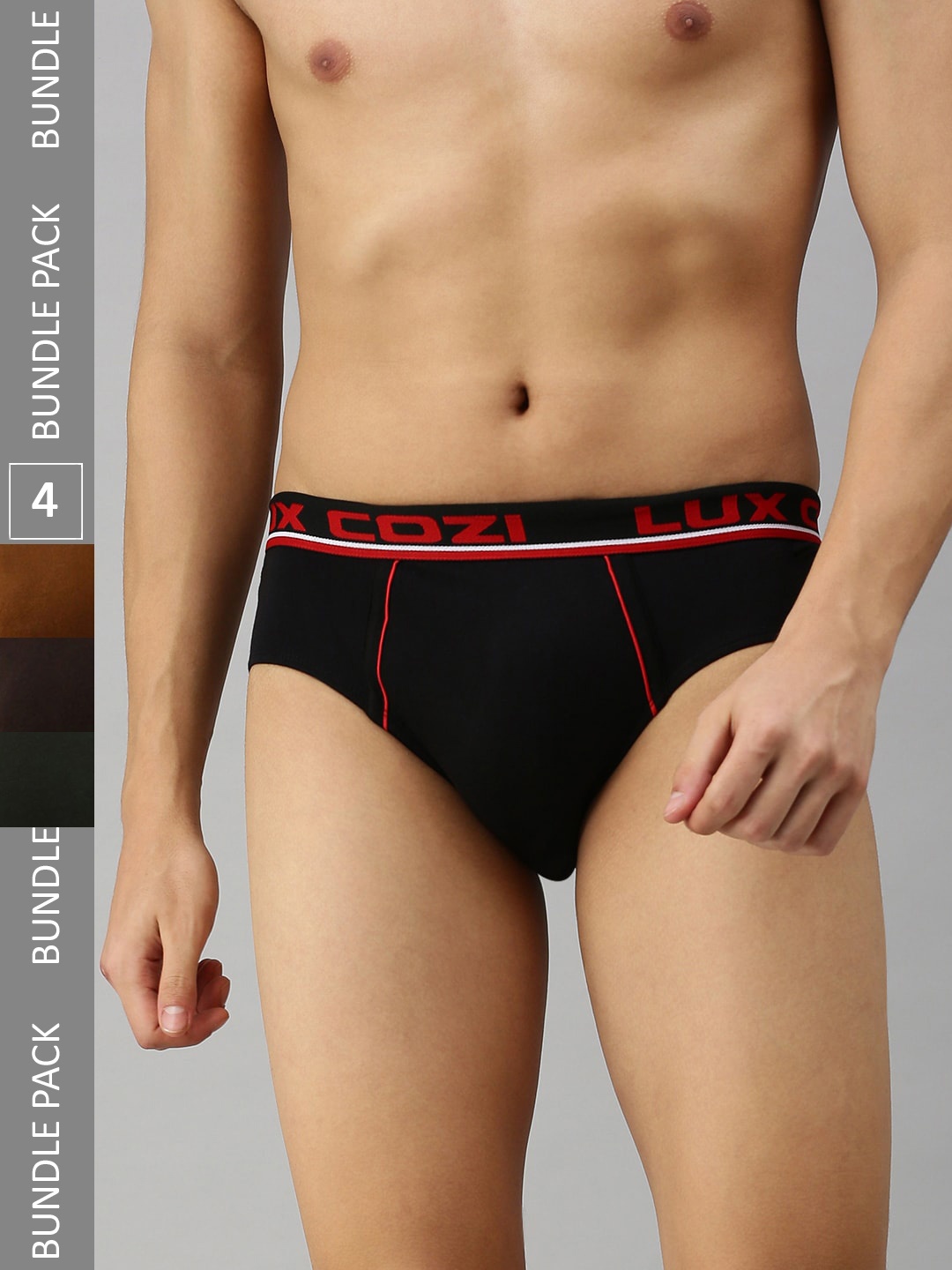 

Lux Cozi BIGSHOT Men Pack Of 4 Anti-Odour Basic Briefs, Black