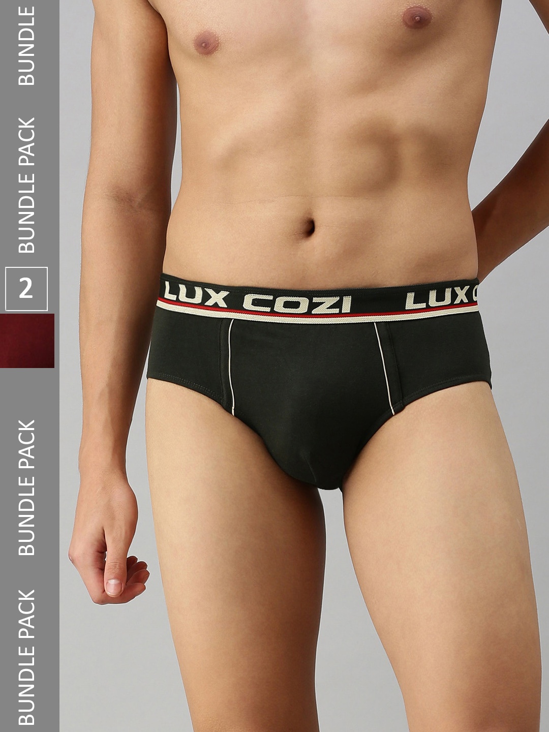 

Lux Cozi BIGSHOT Men Pack of 2 Self-Design Anti-Bacterial Basic Briefs, Grey