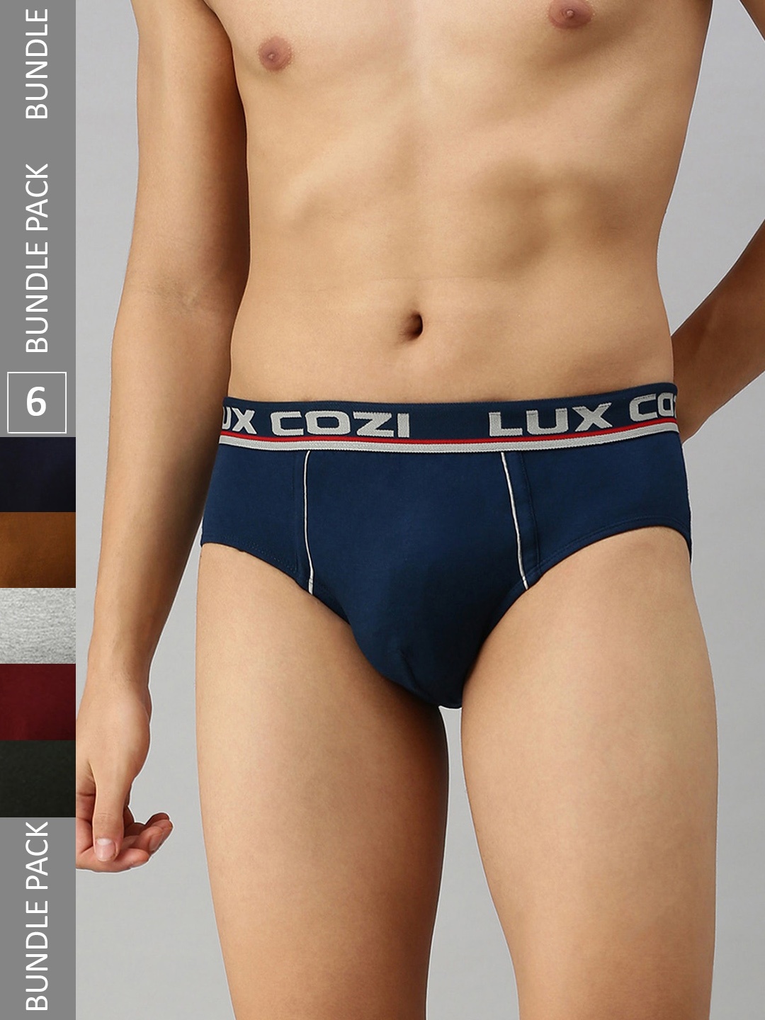 

Lux Cozi Men Pack Of 6 Assorted Pure Cotton Basic Briefs COZI_BIGSHOT_BRF_ASST_6PC