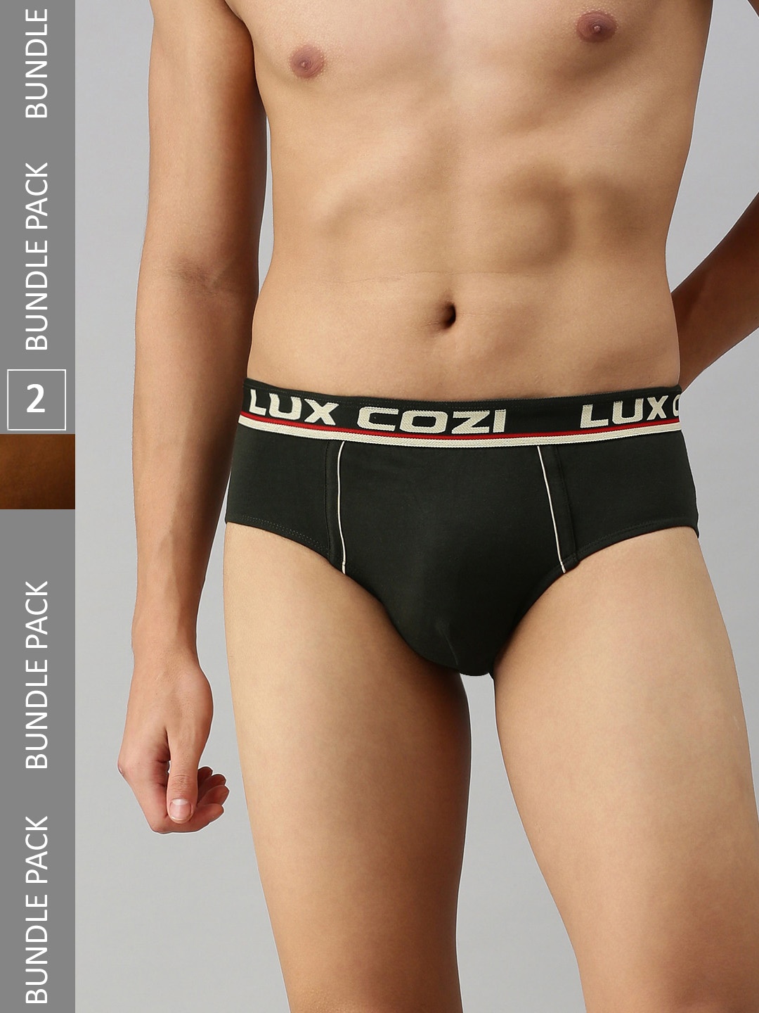 

Lux Cozi BIGSHOT Men Pack of 2 Self-Design Anti-Bacterial Basic Briefs, Grey