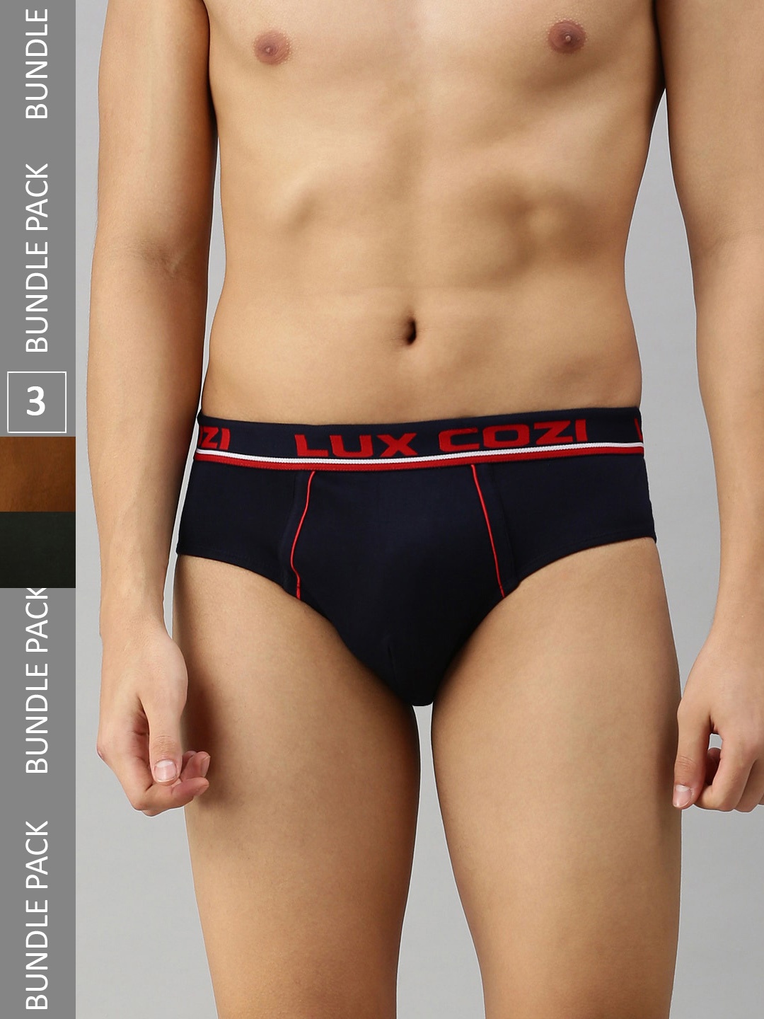 

Lux Cozi Men Pack Of 3 Anti-Odour Basic Briefs, Green