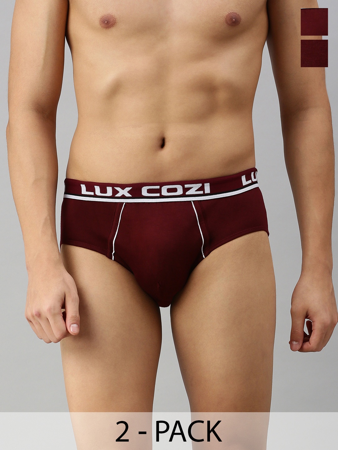 

Lux Cozi Men Pack Of 3 Mid-Rise Anti Odour Briefs COZI_BIGSHOT_BRF_MRN_2PC, Maroon