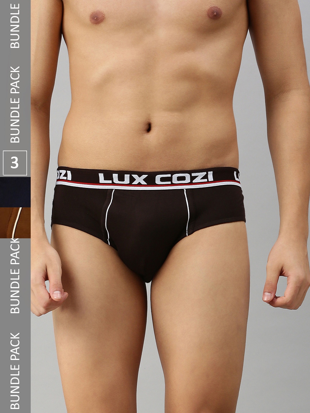 

Lux Cozi Men Pack of 3 Basic Briefs, Brown