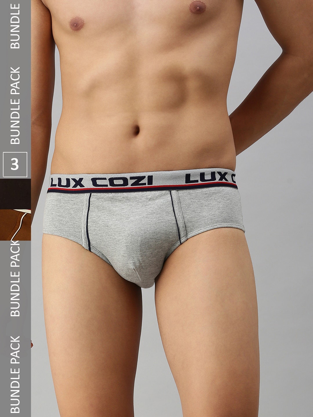 

Lux Cozi Men Pack of 3 Deo-Soft Basic BriefsCOZI_BIGSHOT_BRF_GM_3PC, Grey melange