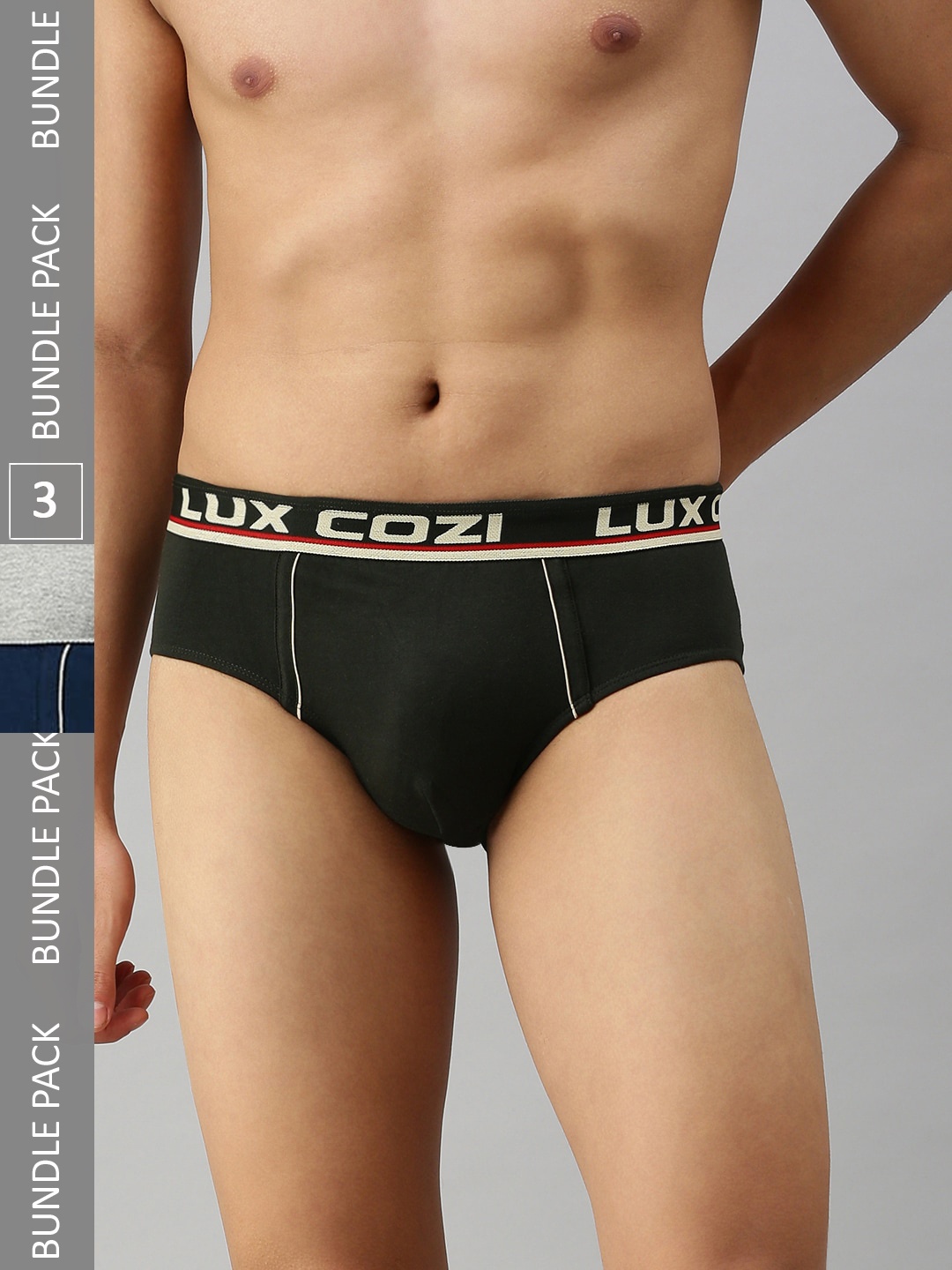 

Lux Cozi Men Pack of 3 Basic Briefs, Grey