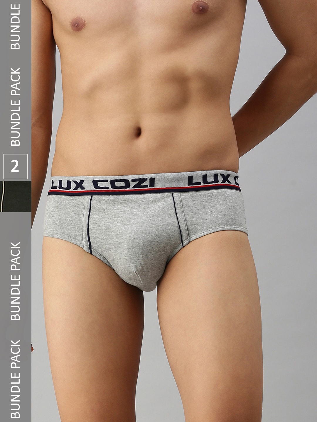

Lux Cozi Men Pack Of 2 Mid-Rise Anti Odour Briefs COZI_BIGSHOT_BRF_GM_2PC, Grey