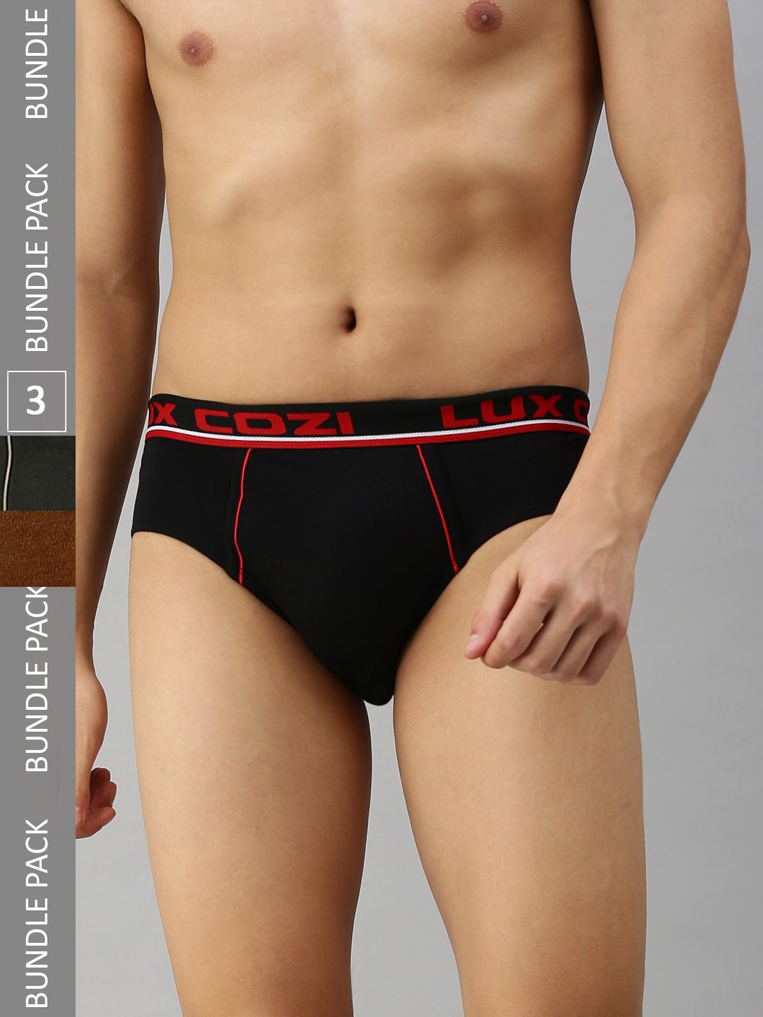 

Lux Cozi Men Pack Of 3 Anti-Odour Deo-Soft Basic Briefs, Black