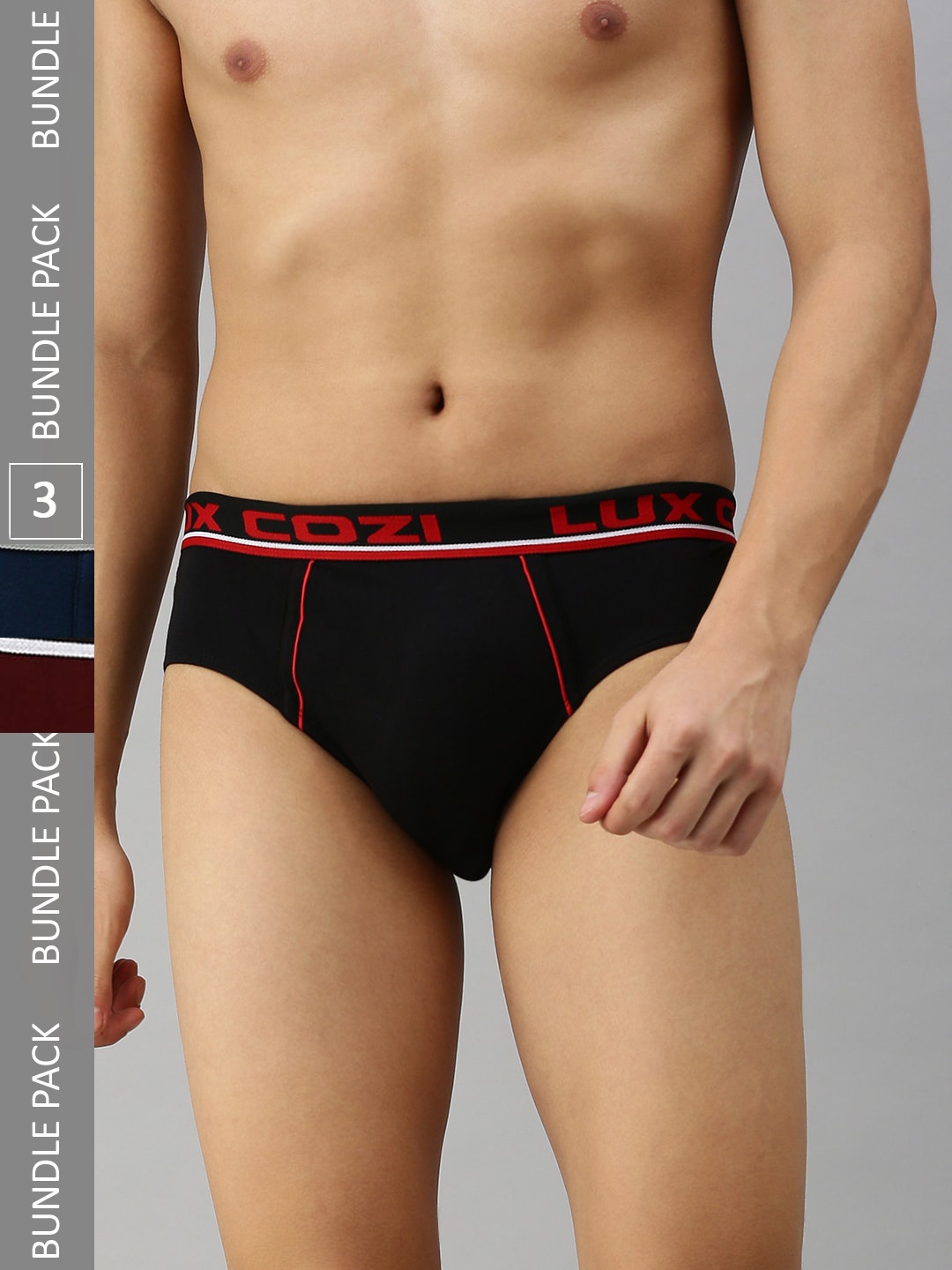 

Lux Cozi Men Pack Of 3 Anti-Odour Basic Briefs COZI_BIGSHOT_BRF_BLK_MBU_2PC, Black