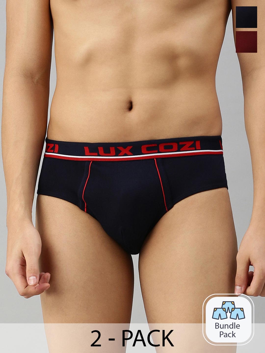 

Lux Cozi Pack Of 2 Pure Cotton Mid-Rise Basic Briefs COZI_BIGSHOT_BRF_MRN_NB_2PC, Navy blue