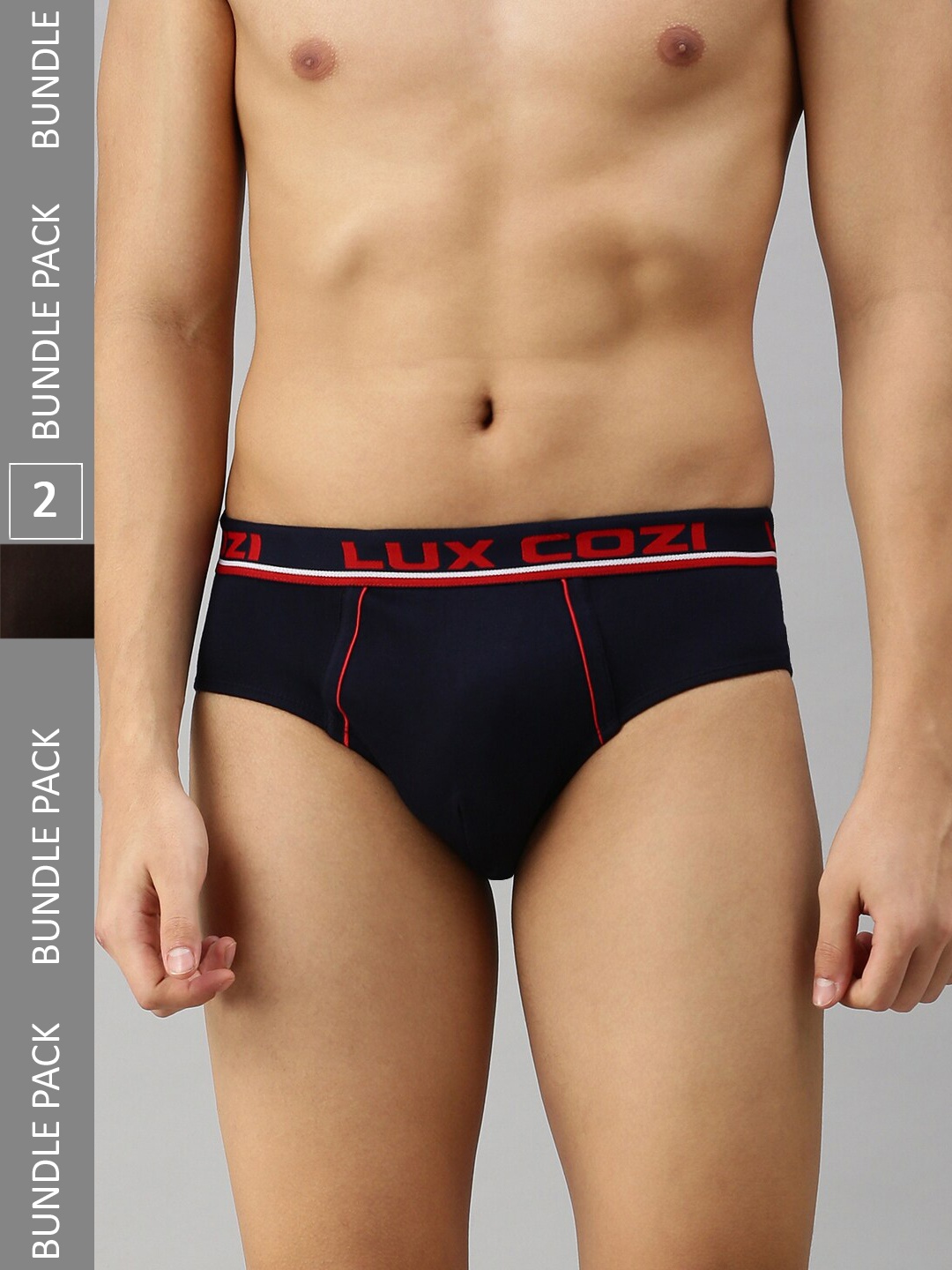 

Lux Cozi Men Pack of 2 Anti-Odour Basic Briefs, Navy blue