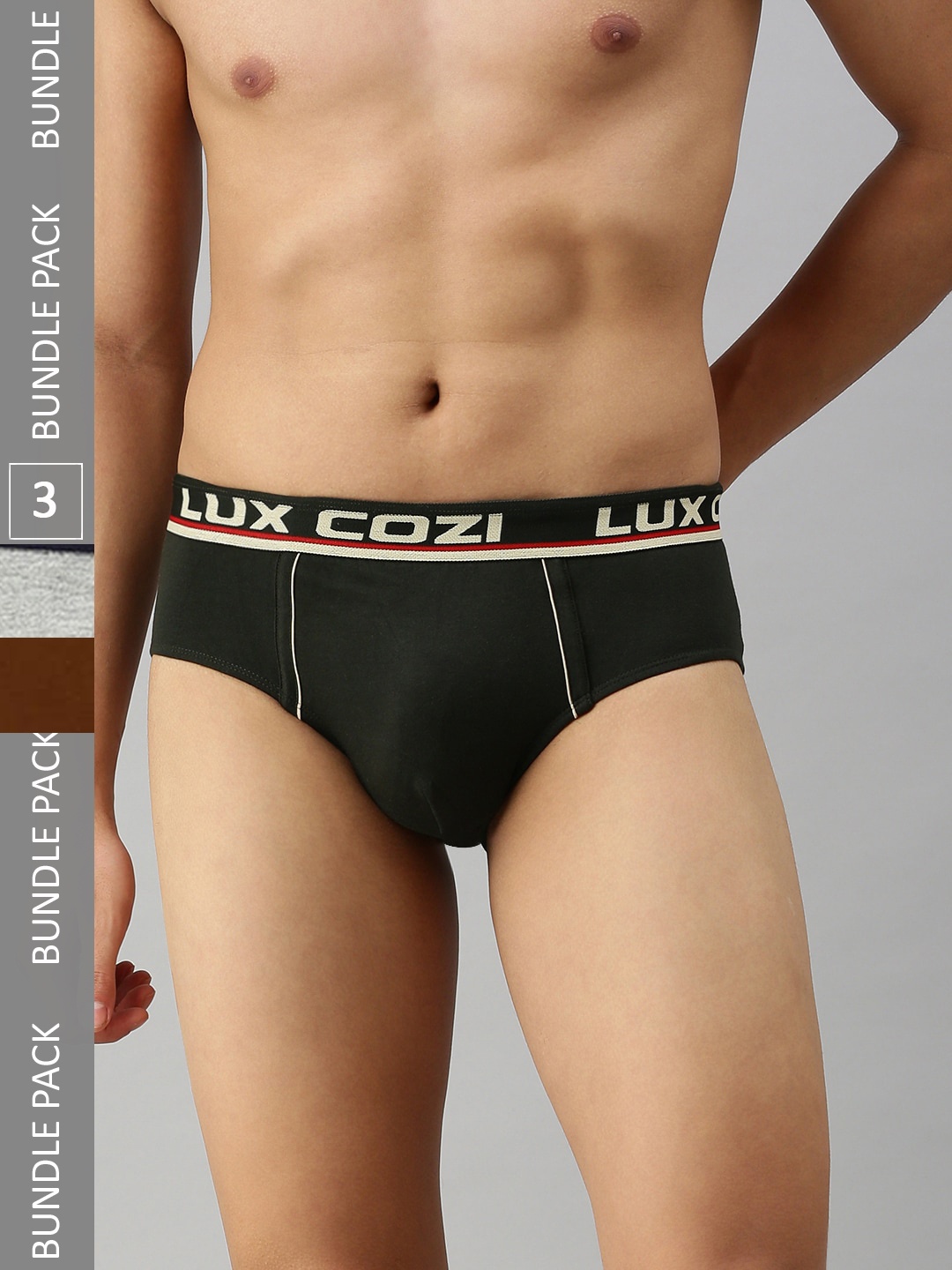 

Lux Cozi Men Pack of 3 Deo-Soft Basic Briefs, Grey