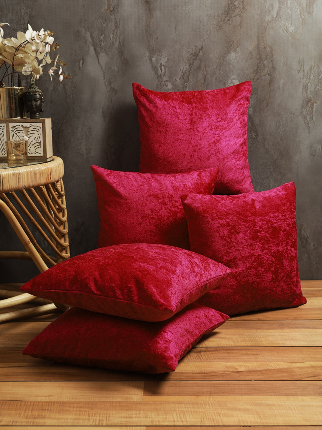 

ROMEE Maroon Set of 5 Cushion Covers