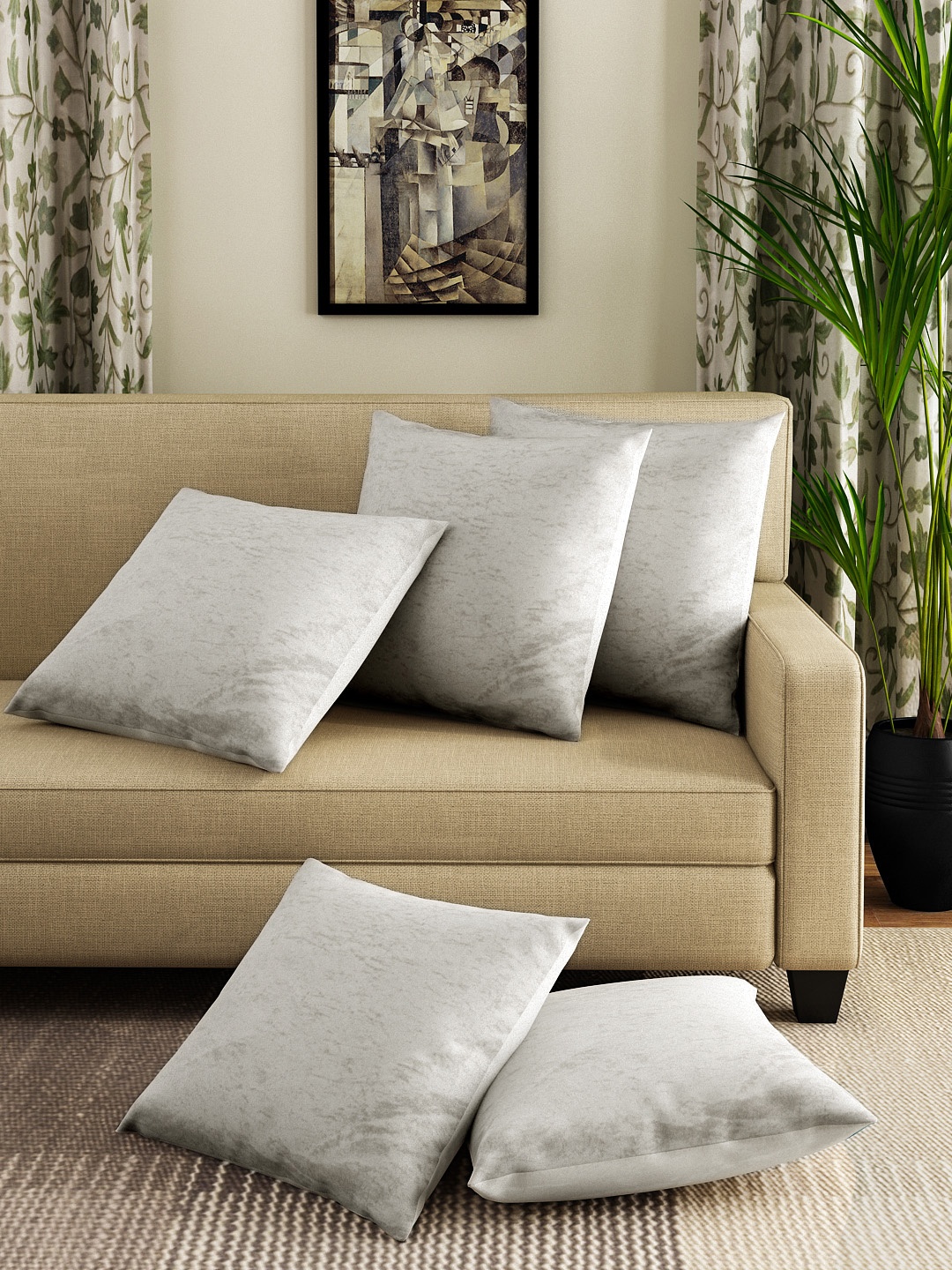 

ROMEE Silver-Toned Set of 5 Cushion Covers